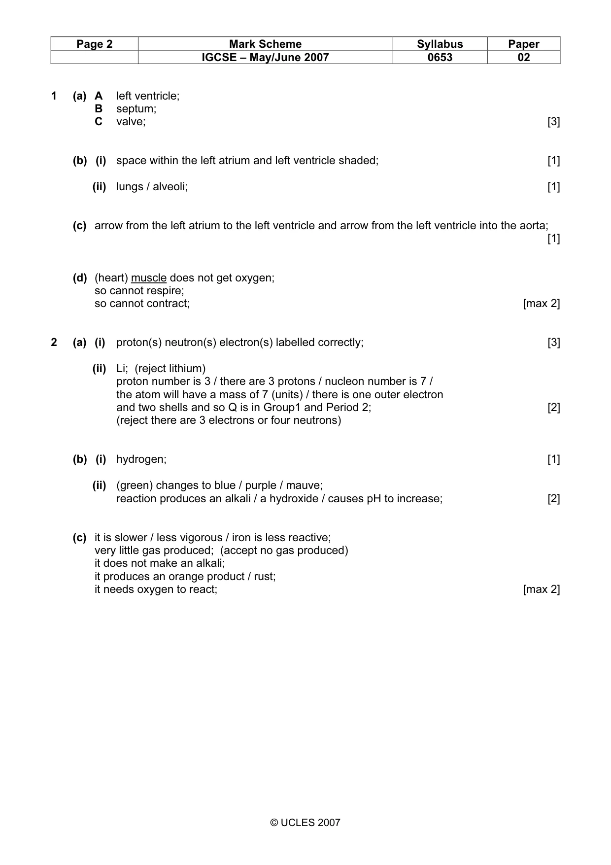 Mark scheme, page 2 of 6