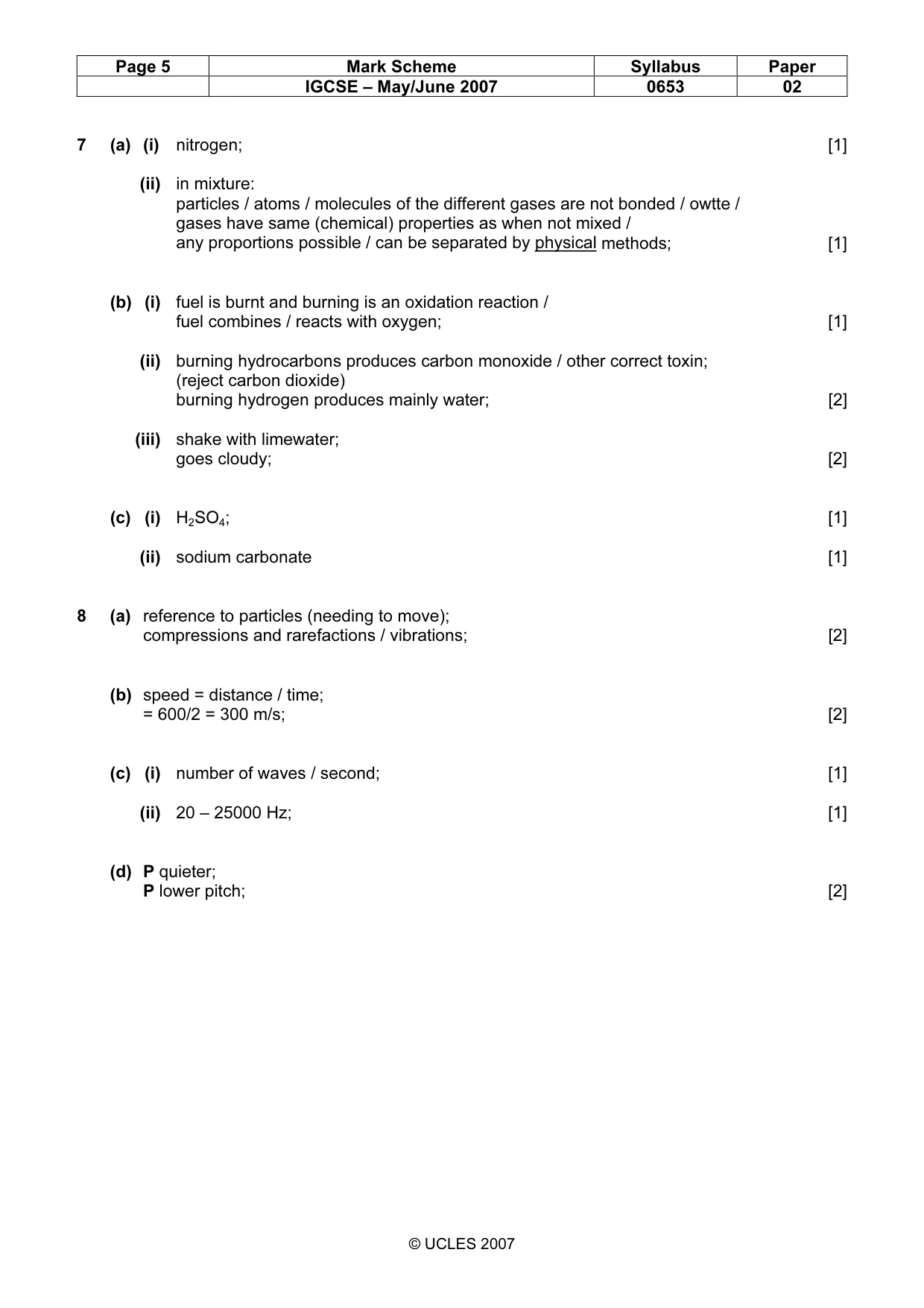 Mark scheme, page 5 of 6