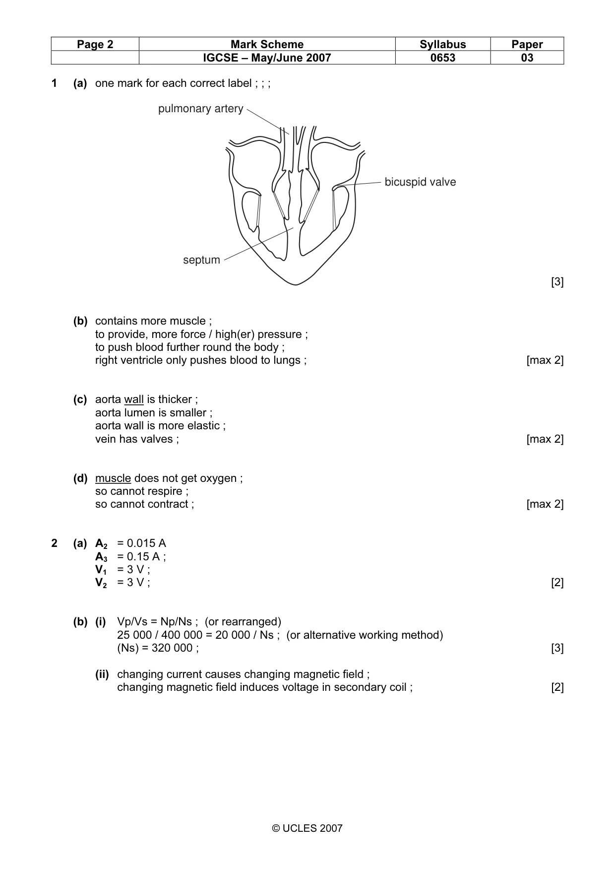 Mark scheme, page 2 of 5