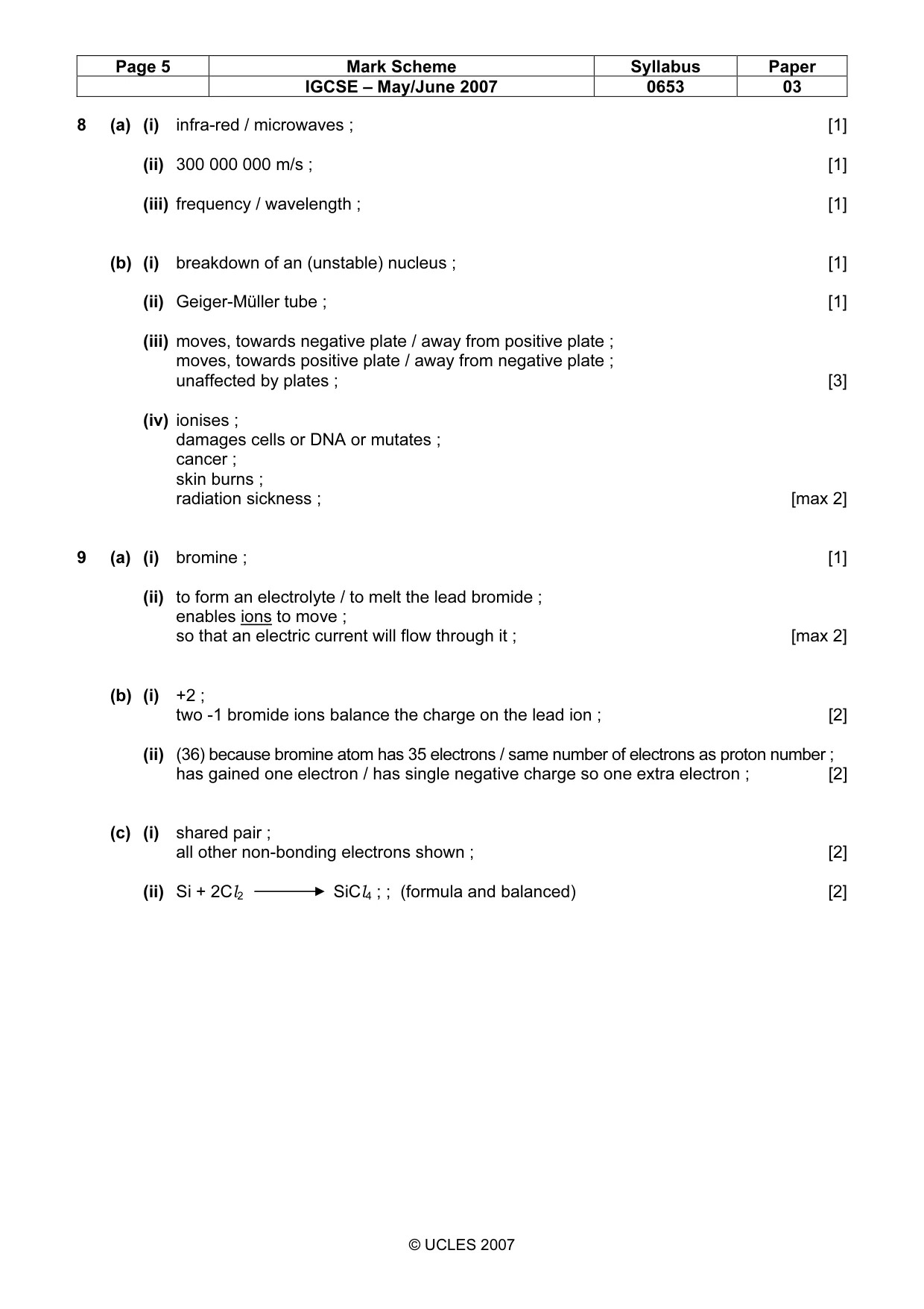 Mark scheme, page 5 of 5