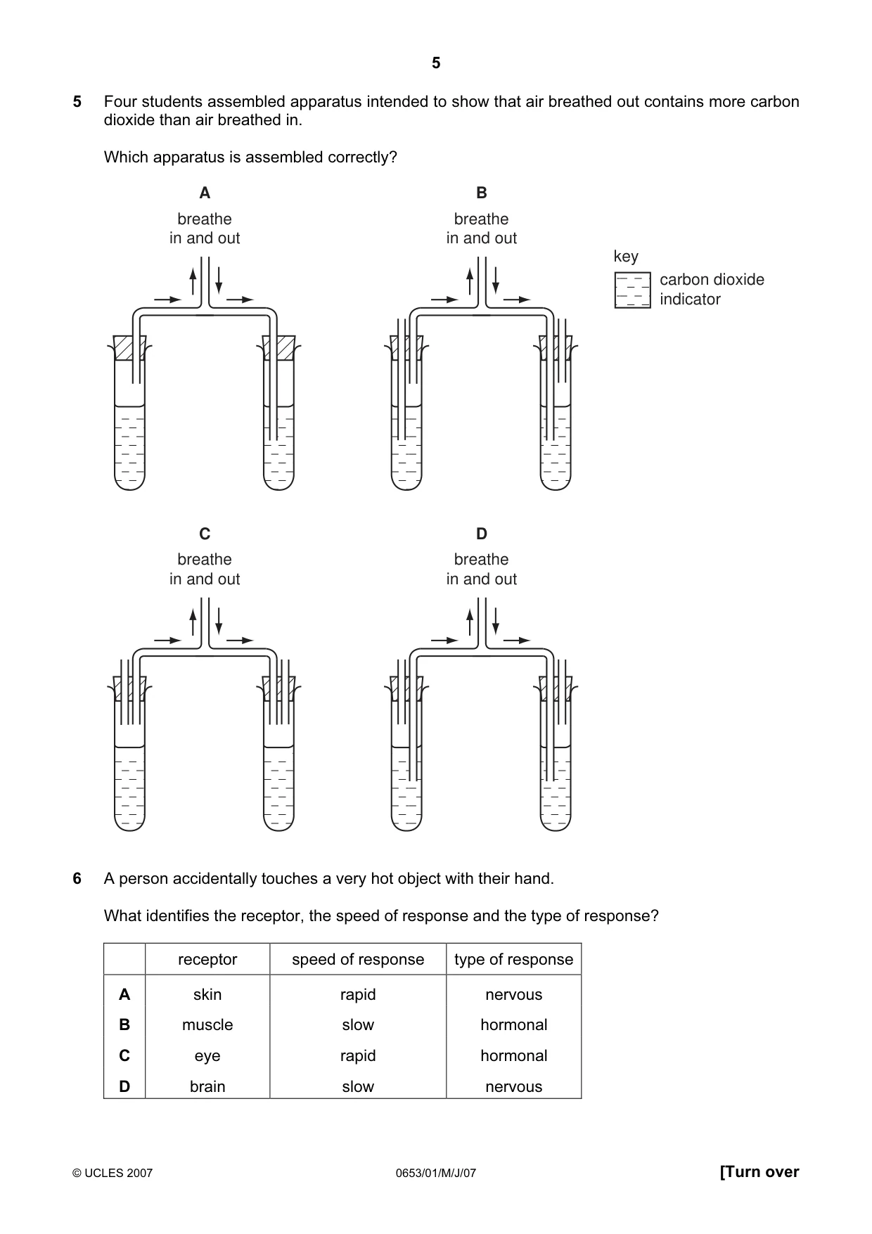 Cambridge IGCSE Science - Combined 0653 2007 May/June Paper 1 · Variant 1 question paper, page 5 of 20