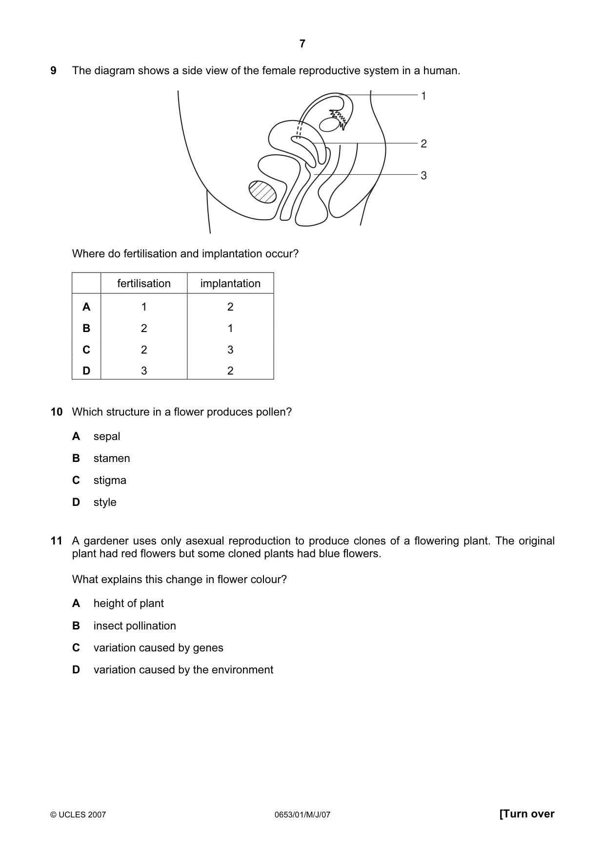 Cambridge IGCSE Science - Combined 0653 2007 May/June Paper 1 · Variant 1 question paper, page 7 of 20