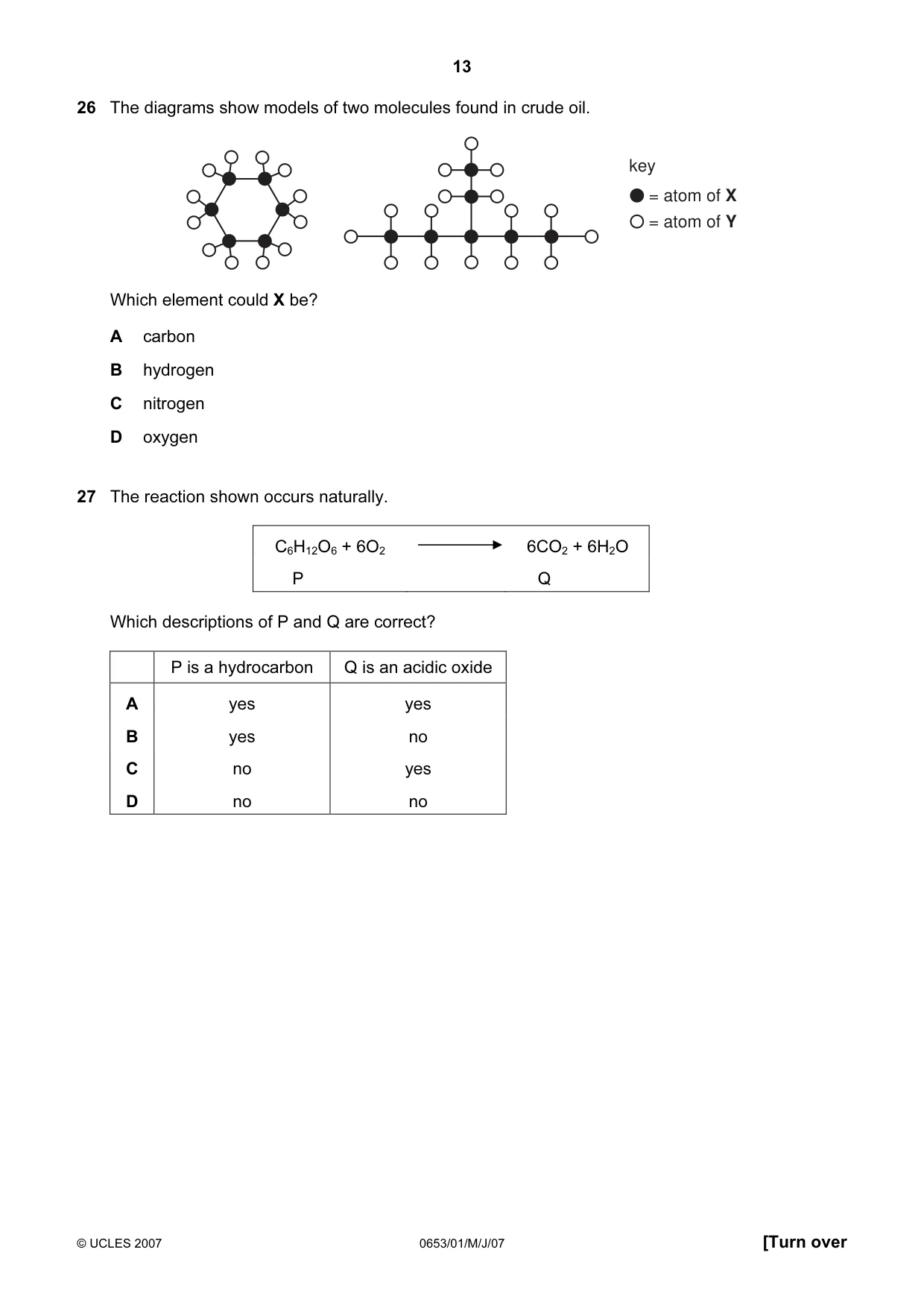 Cambridge IGCSE Science - Combined 0653 2007 May/June Paper 1 · Variant 1 question paper, page 13 of 20