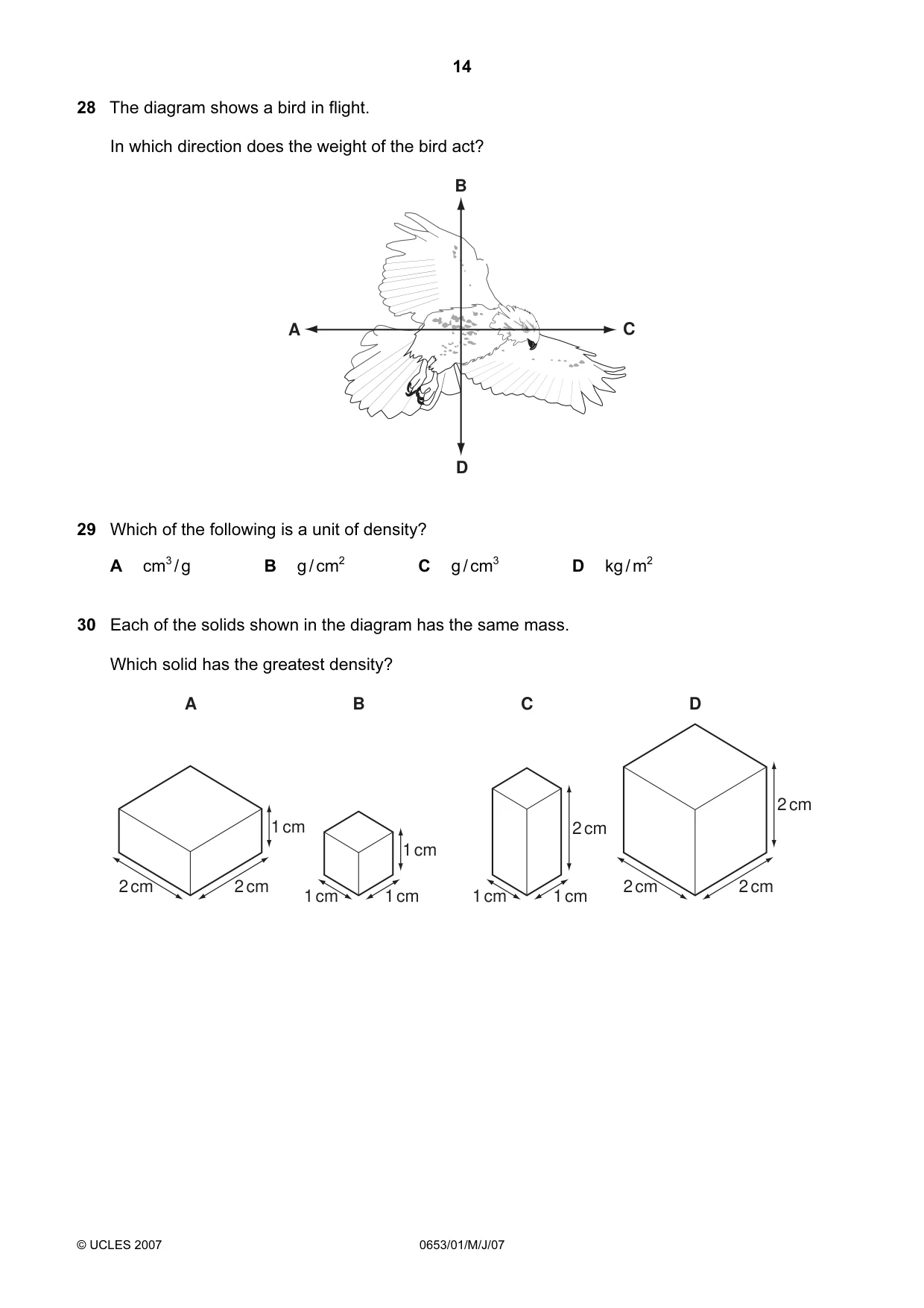 Cambridge IGCSE Science - Combined 0653 2007 May/June Paper 1 · Variant 1 question paper, page 14 of 20