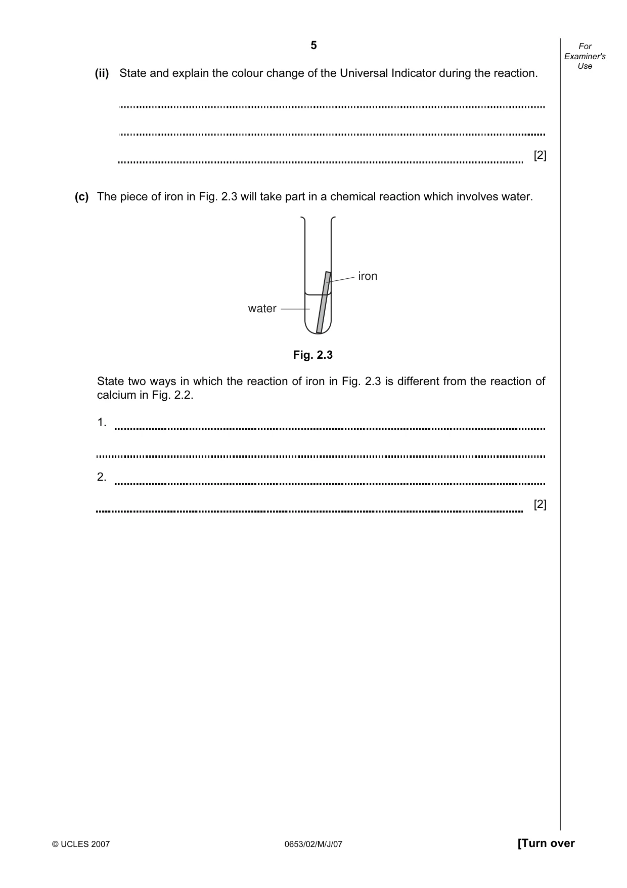 Cambridge IGCSE Science - Combined 0653 2007 May/June Paper 2 · Variant 1 question paper, page 5 of 20