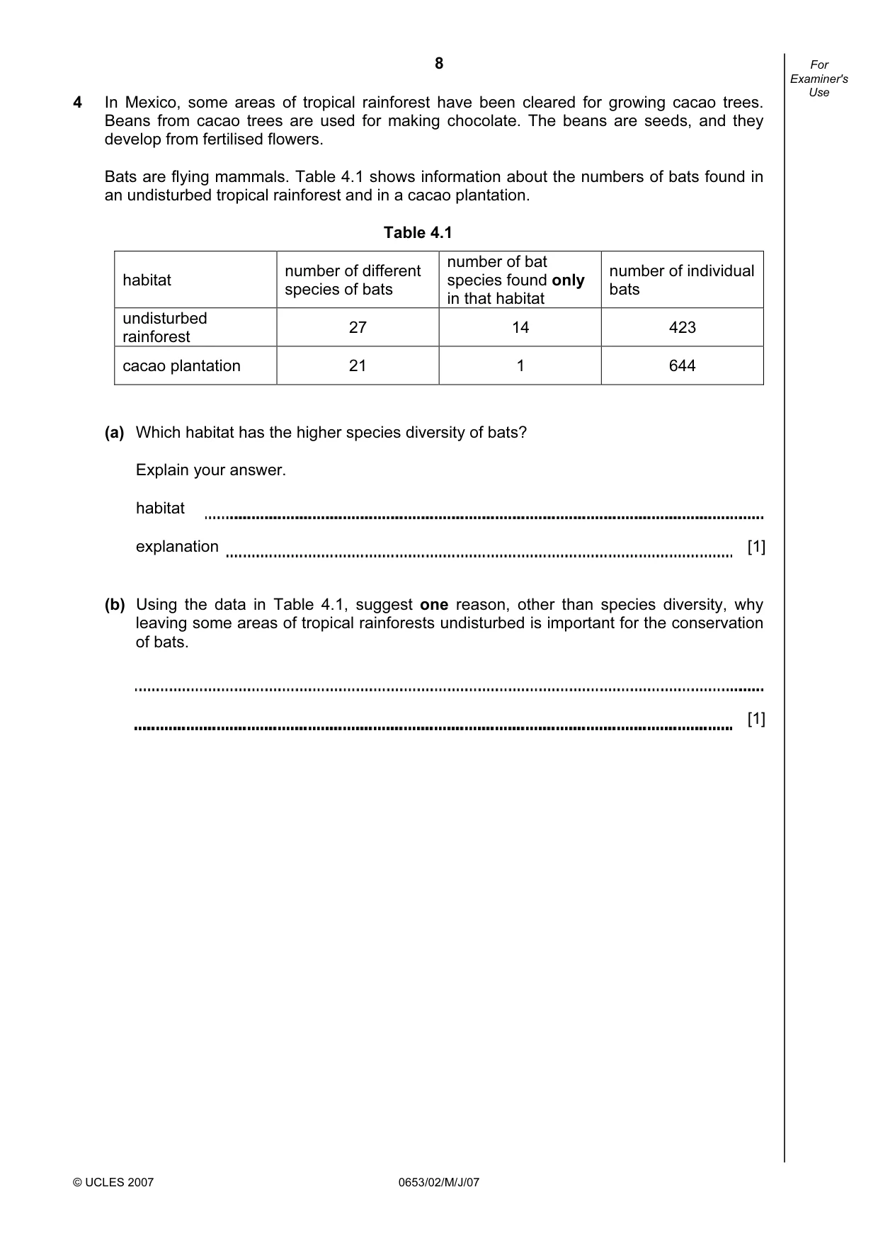 Cambridge IGCSE Science - Combined 0653 2007 May/June Paper 2 · Variant 1 question paper, page 8 of 20