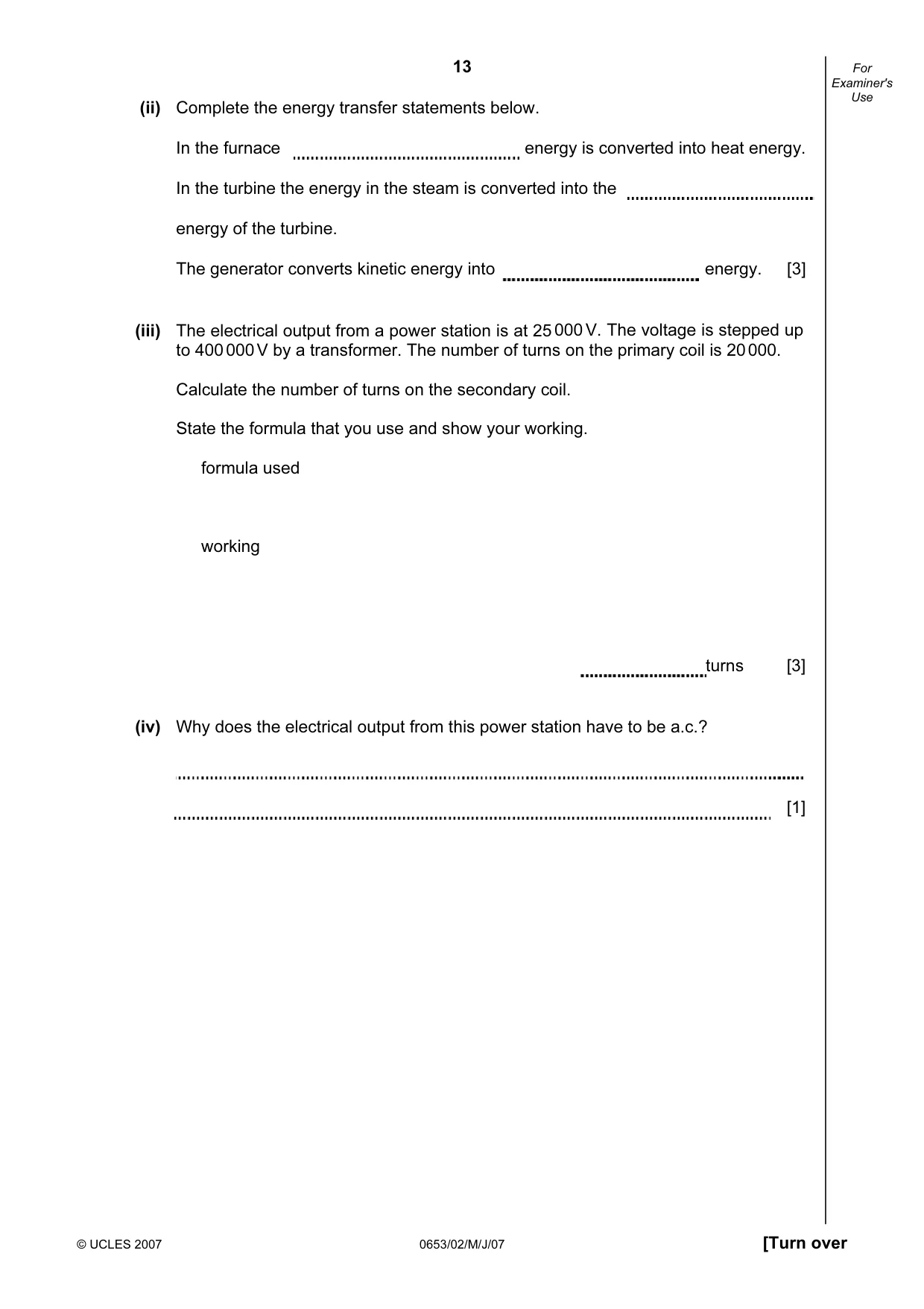Cambridge IGCSE Science - Combined 0653 2007 May/June Paper 2 · Variant 1 question paper, page 13 of 20