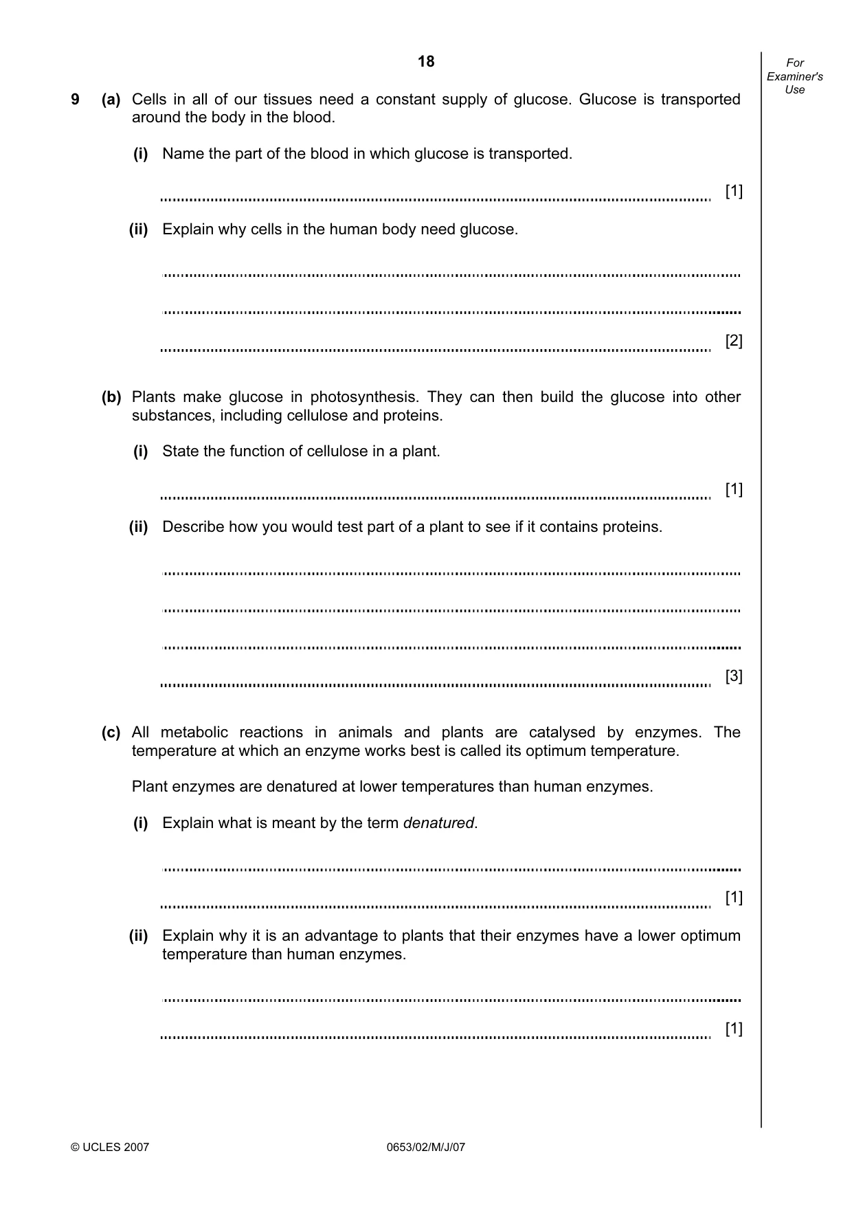 Cambridge IGCSE Science - Combined 0653 2007 May/June Paper 2 · Variant 1 question paper, page 18 of 20
