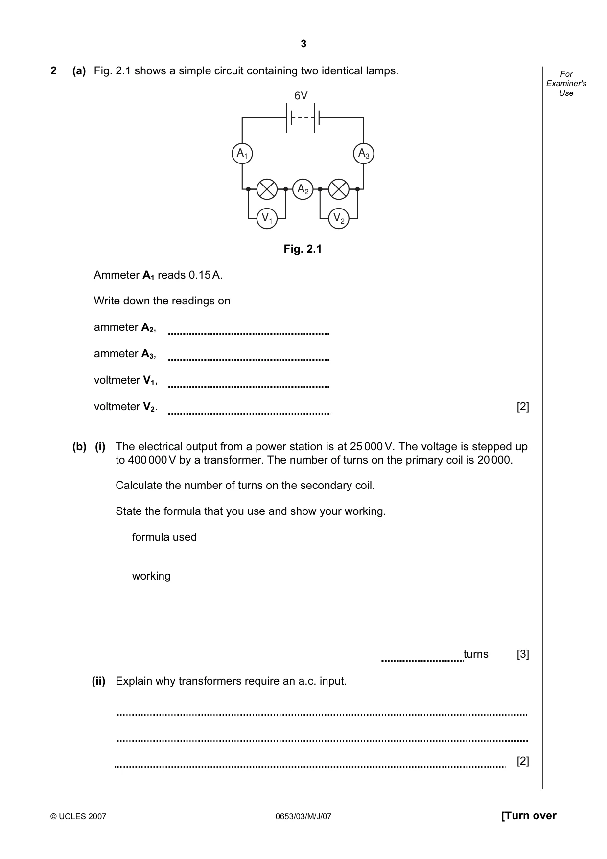 Cambridge IGCSE Science - Combined 0653 2007 May/June Paper 3 · Variant 1 question paper, page 3 of 16