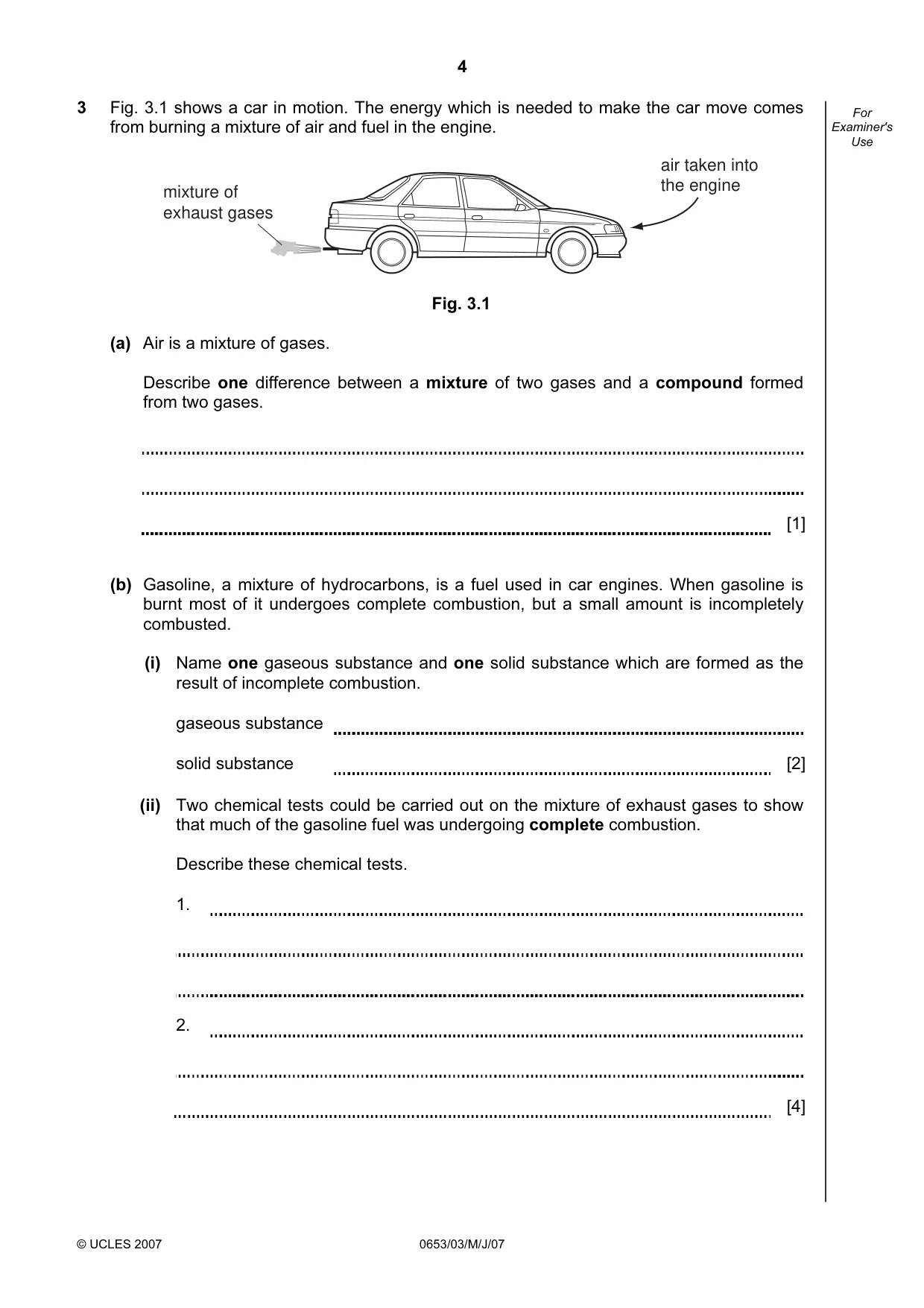 Cambridge IGCSE Science - Combined 0653 2007 May/June Paper 3 · Variant 1 question paper, page 4 of 16