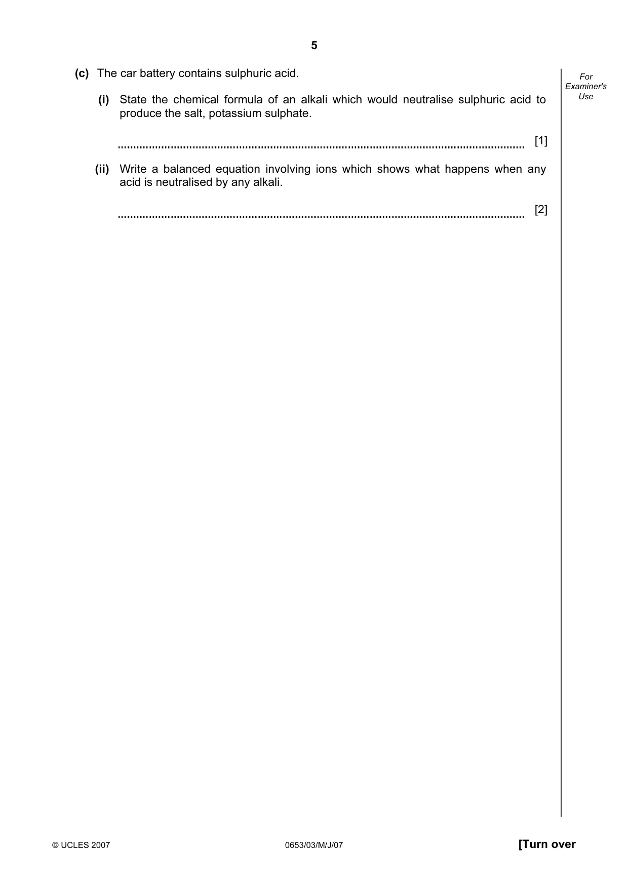 Cambridge IGCSE Science - Combined 0653 2007 May/June Paper 3 · Variant 1 question paper, page 5 of 16