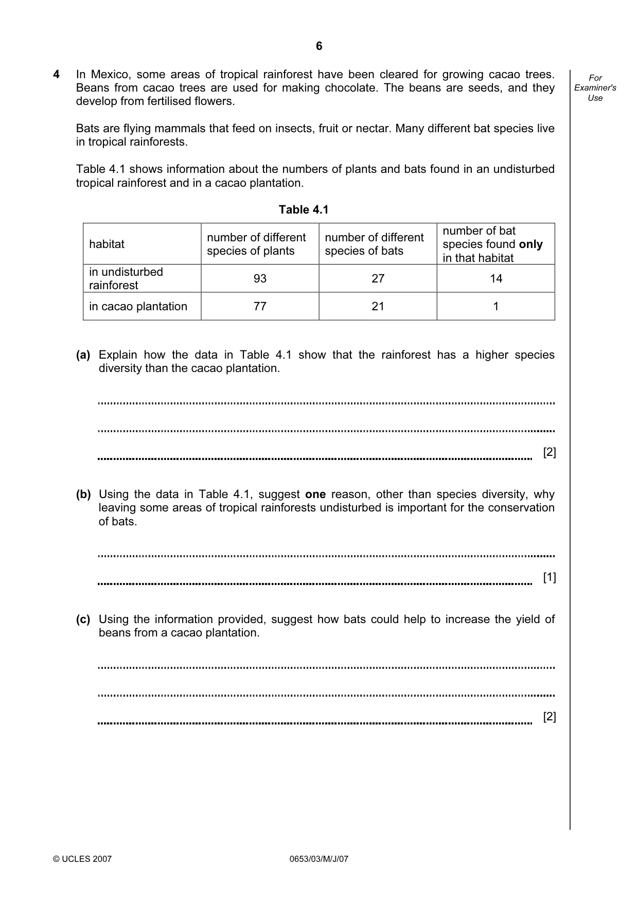 Cambridge IGCSE Science - Combined 0653 2007 May/June Paper 3 · Variant 1 question paper, page 6 of 16