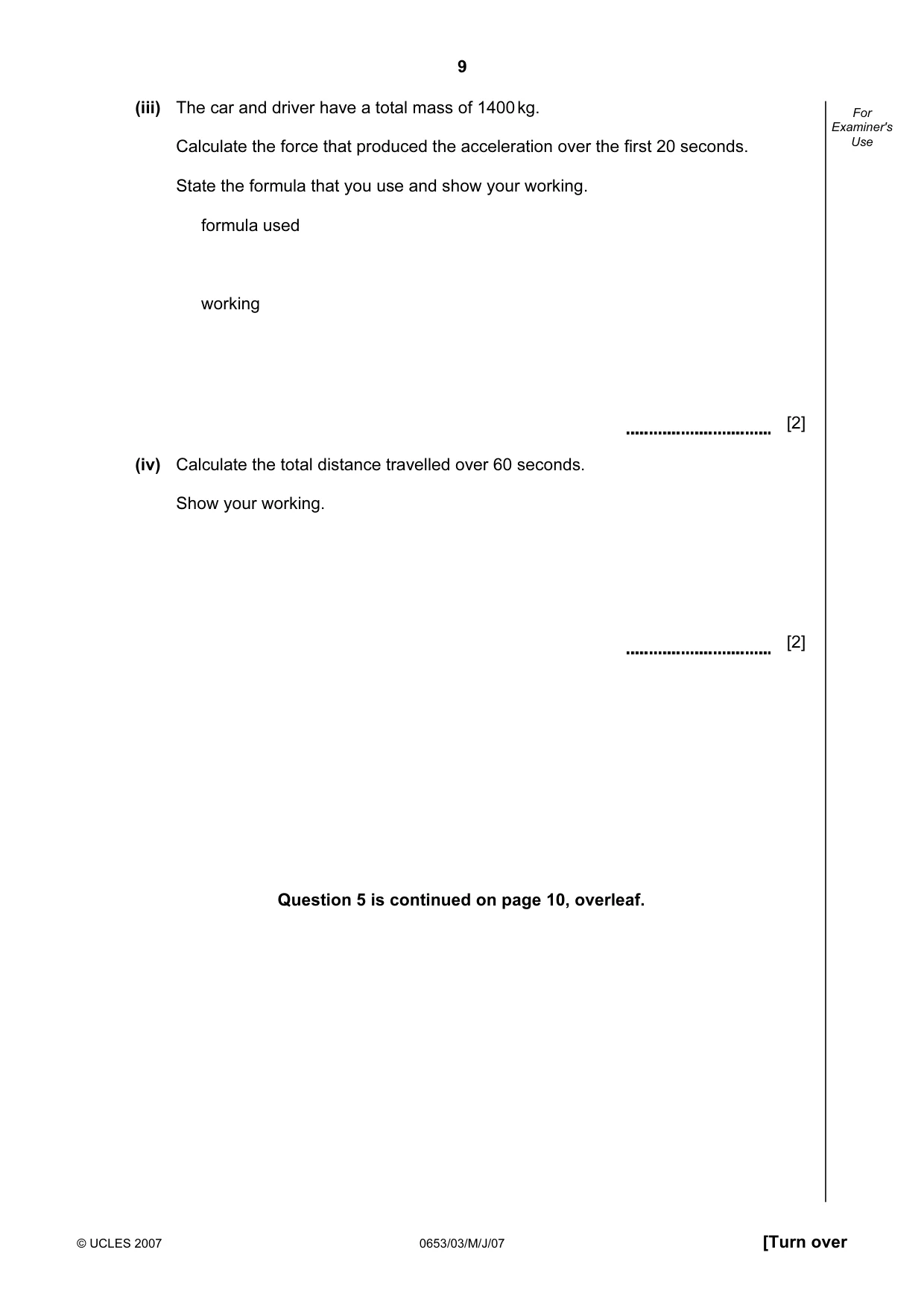 Cambridge IGCSE Science - Combined 0653 2007 May/June Paper 3 · Variant 1 question paper, page 9 of 16