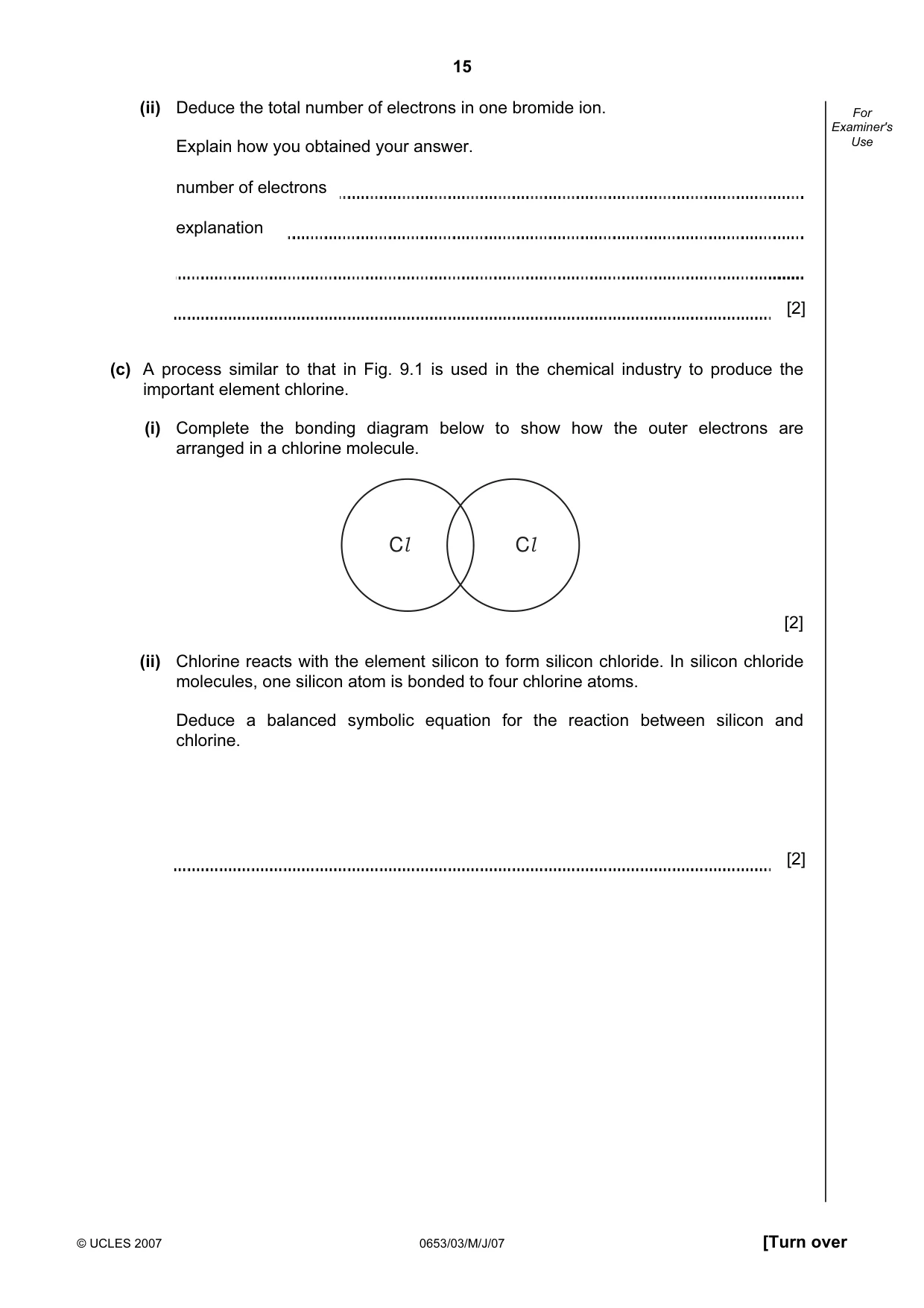 Cambridge IGCSE Science - Combined 0653 2007 May/June Paper 3 · Variant 1 question paper, page 15 of 16