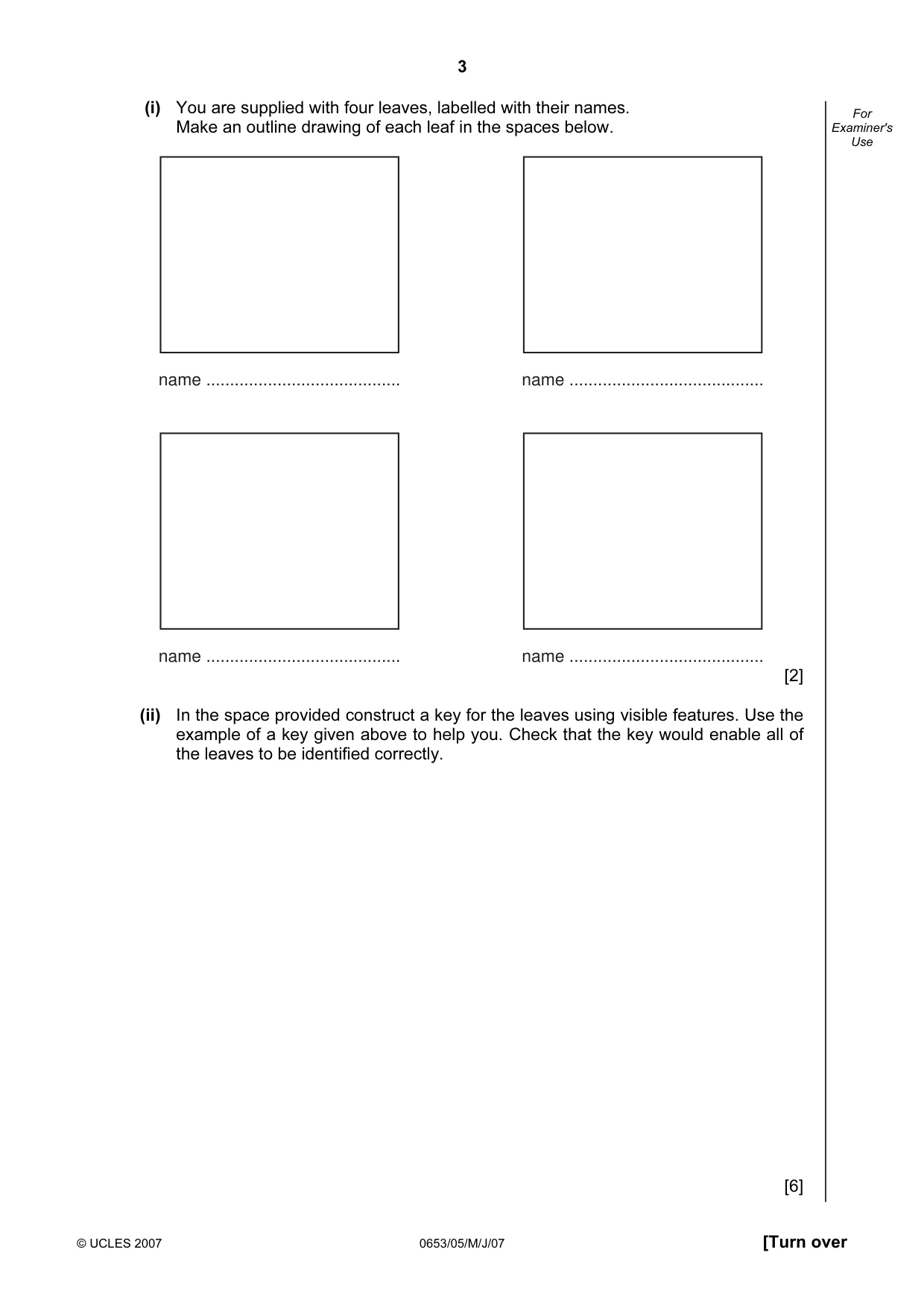 Cambridge IGCSE Science - Combined 0653 2007 May/June Paper 5 · Variant 1 question paper, page 3 of 8
