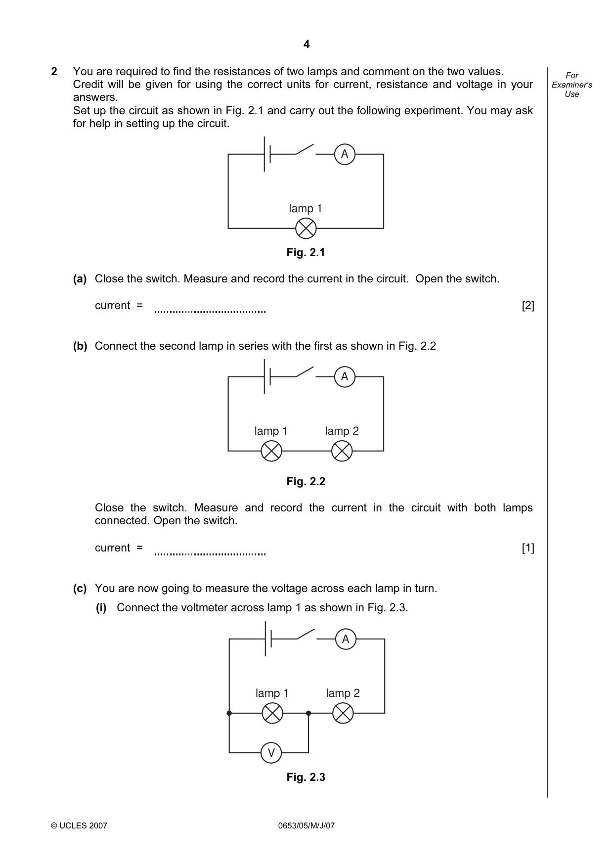 Cambridge IGCSE Science - Combined 0653 2007 May/June Paper 5 · Variant 1 question paper, page 4 of 8