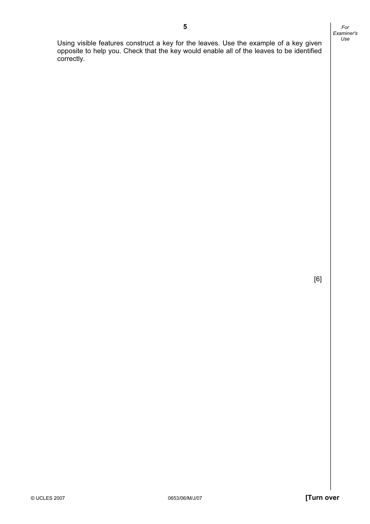 Cambridge IGCSE Science - Combined 0653 2007 May/June Paper 6 · Variant 1 question paper, page 5 of 20