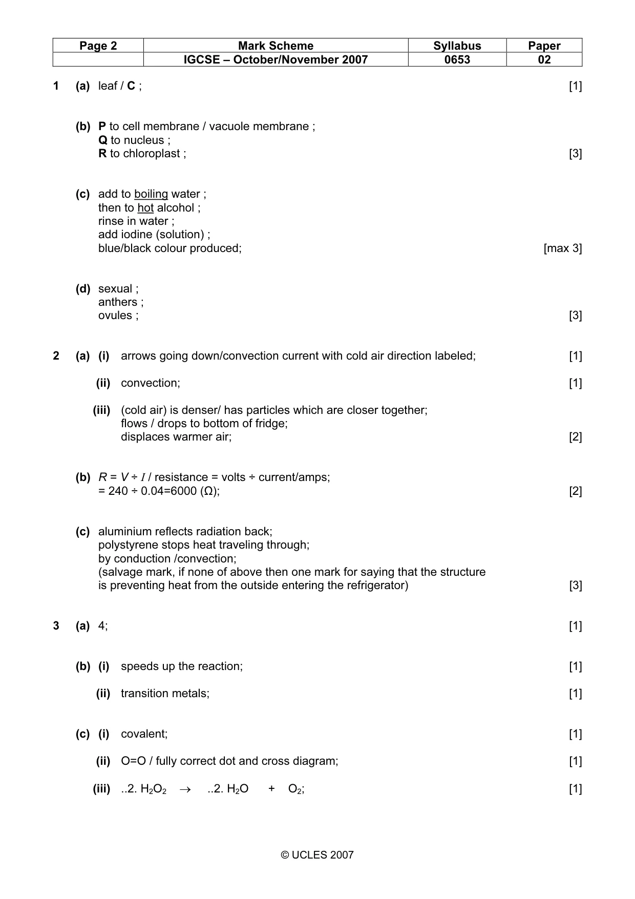 Mark scheme, page 2 of 6