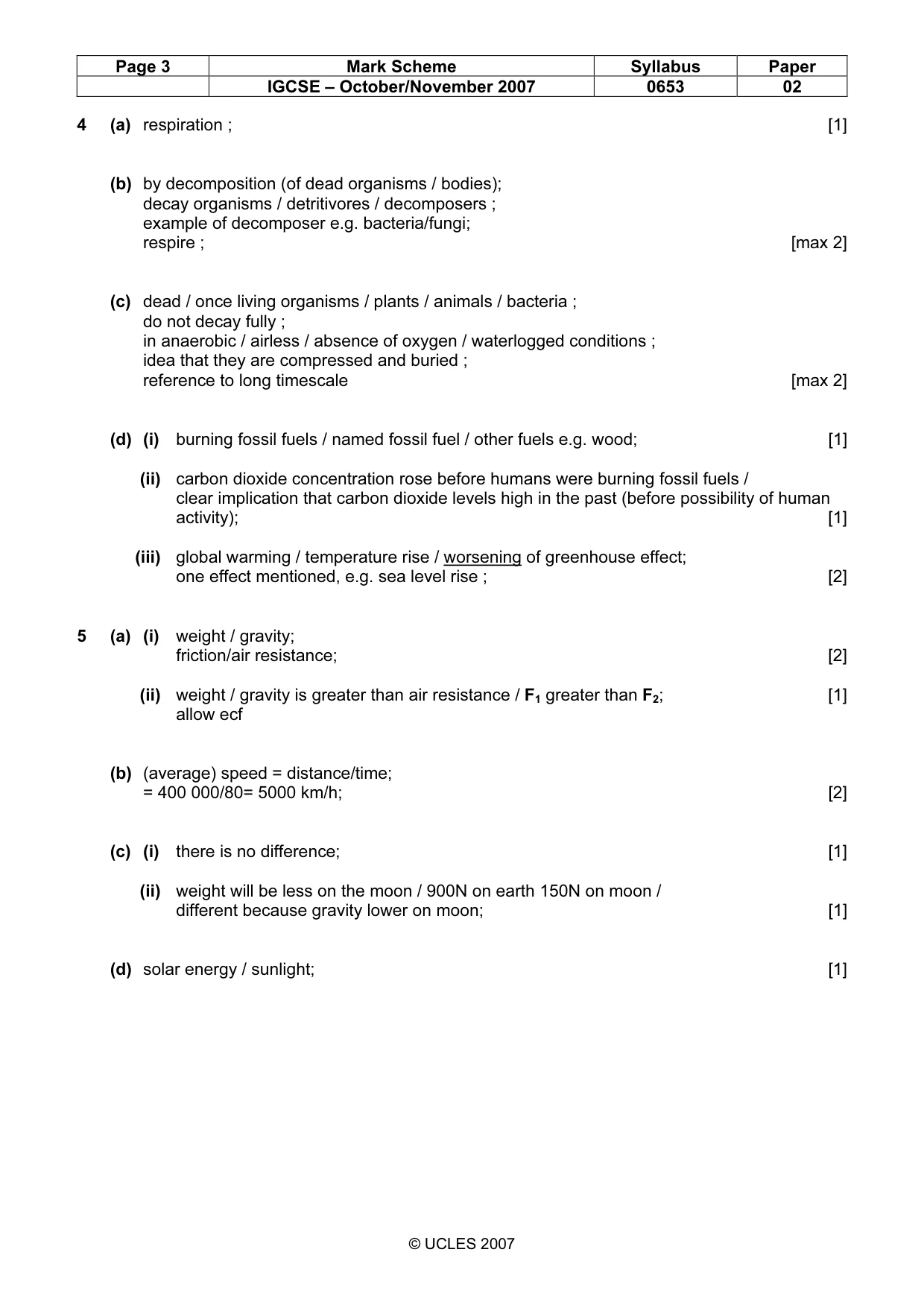 Mark scheme, page 3 of 6