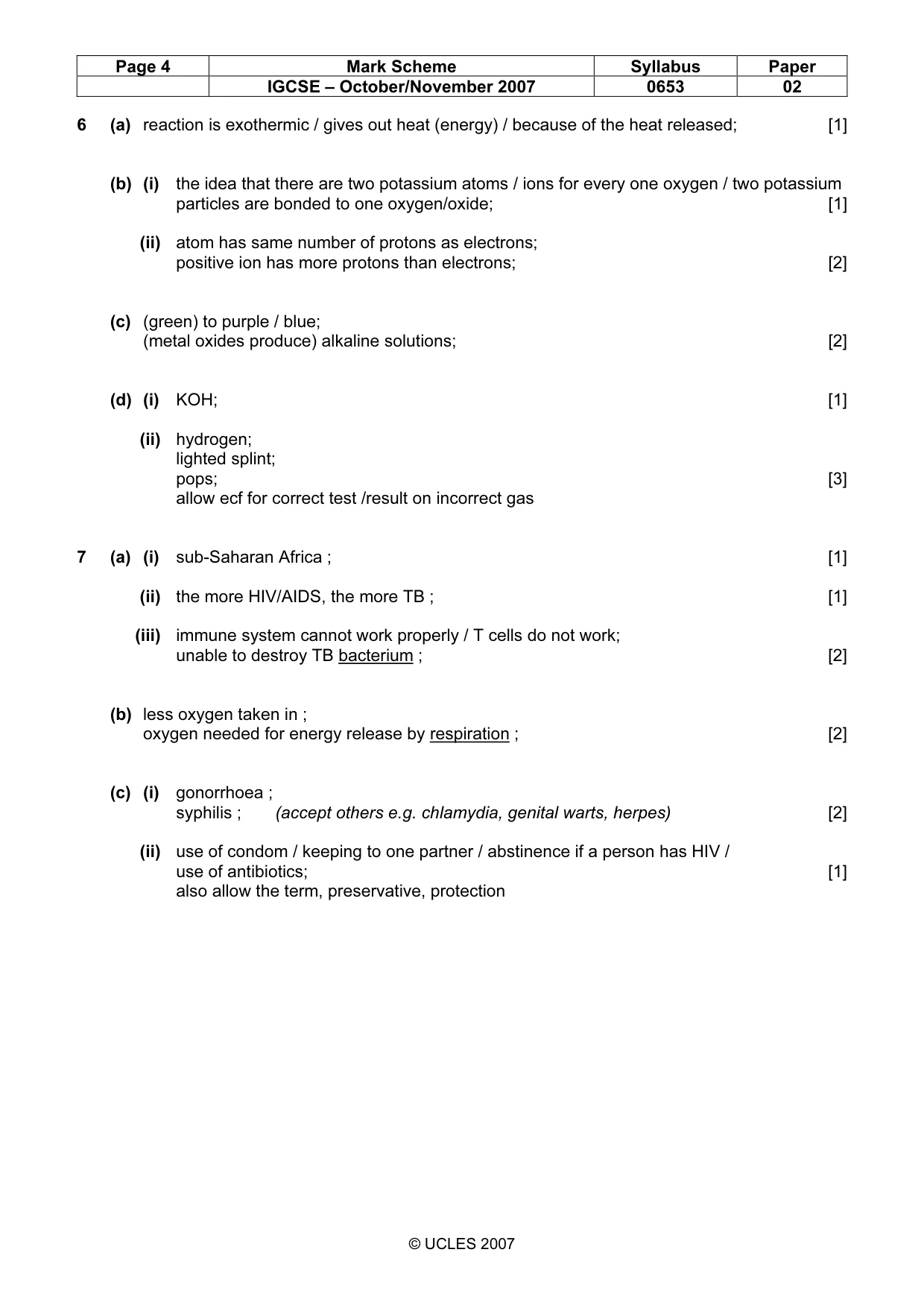 Mark scheme, page 4 of 6