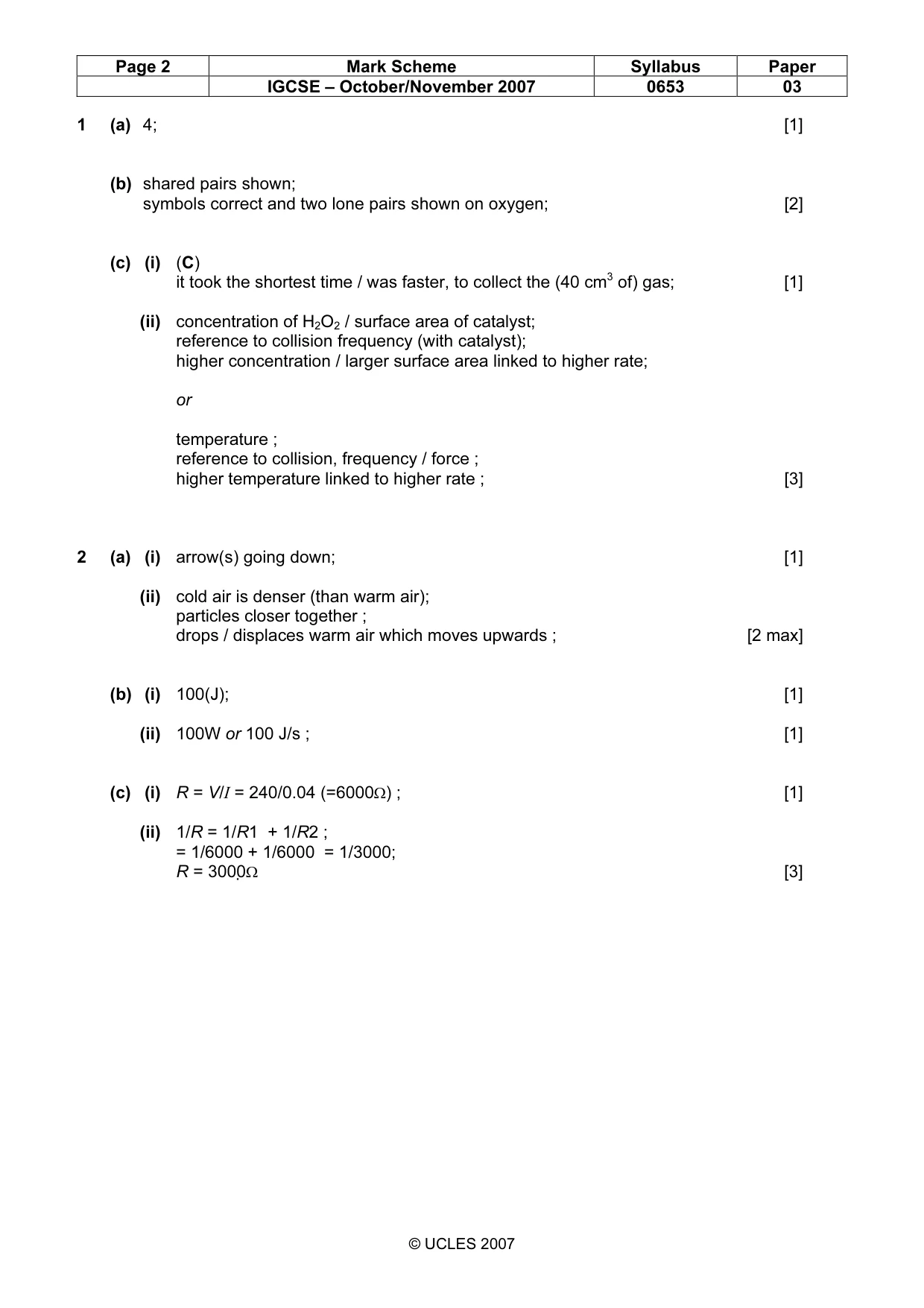 Mark scheme, page 2 of 5
