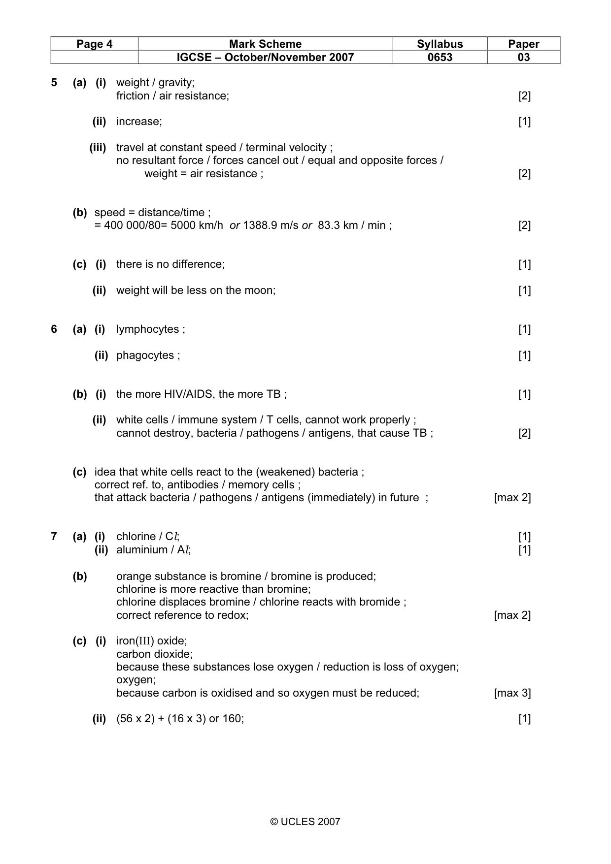 Mark scheme, page 4 of 5