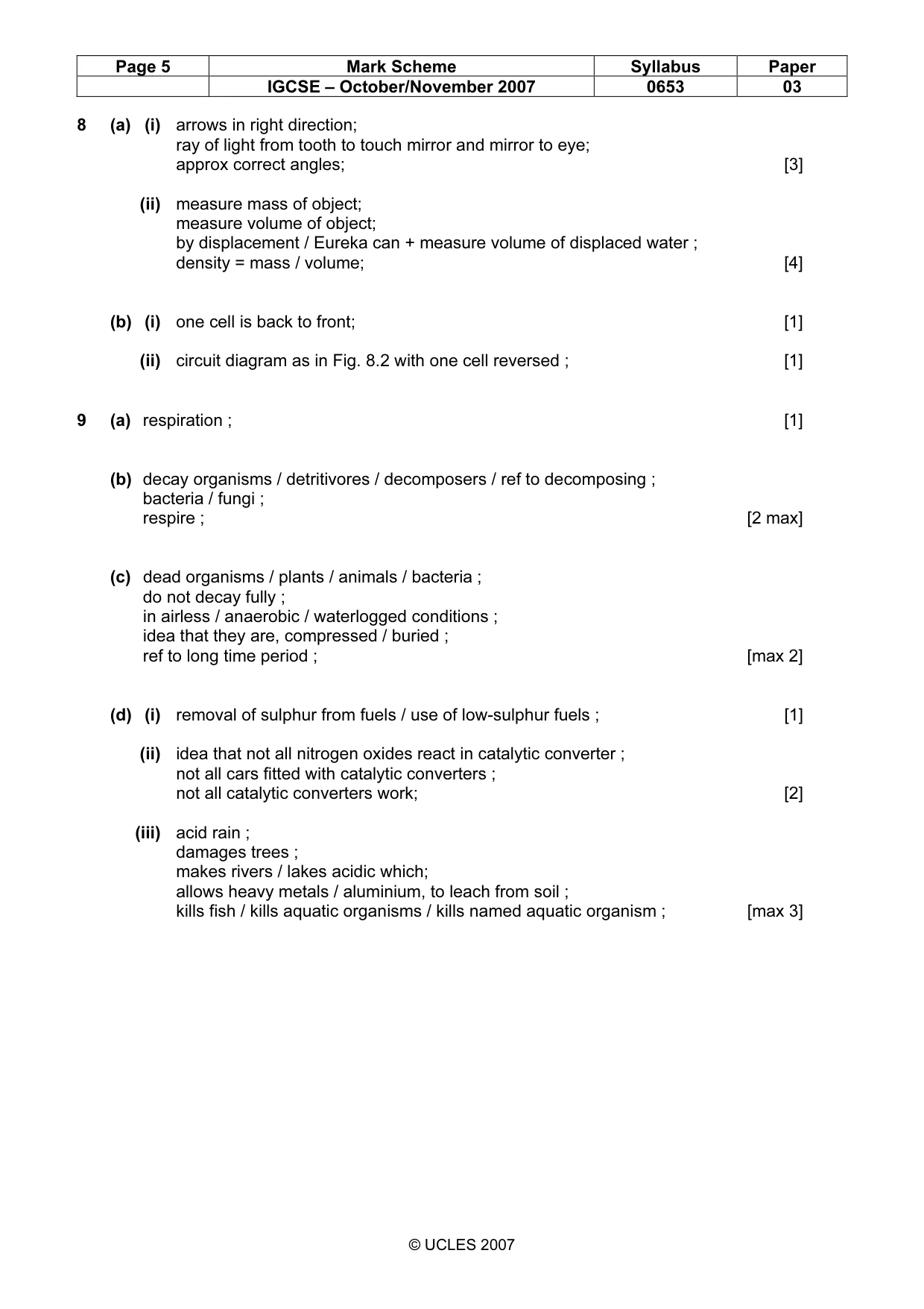Mark scheme, page 5 of 5