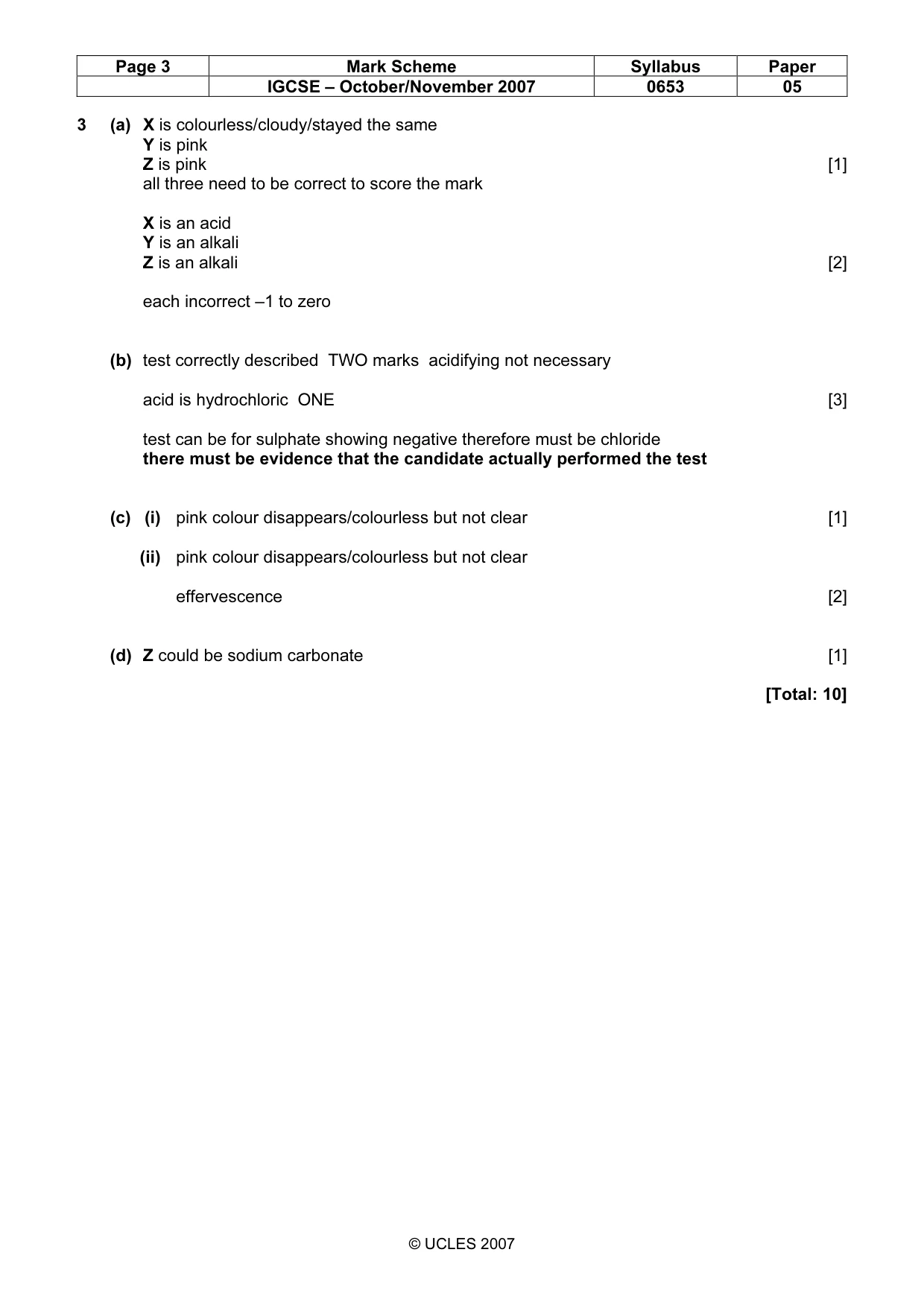 Mark scheme, page 3 of 3