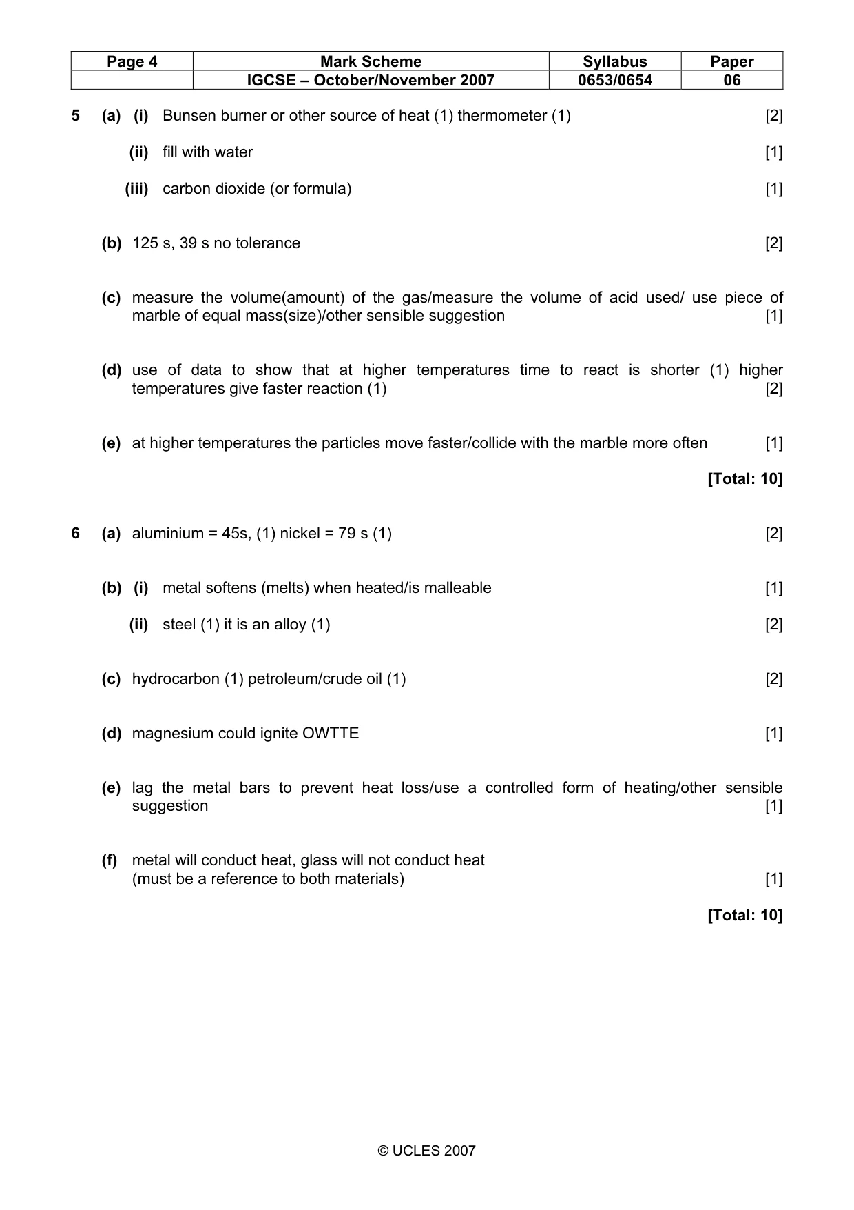 Mark scheme, page 4 of 4