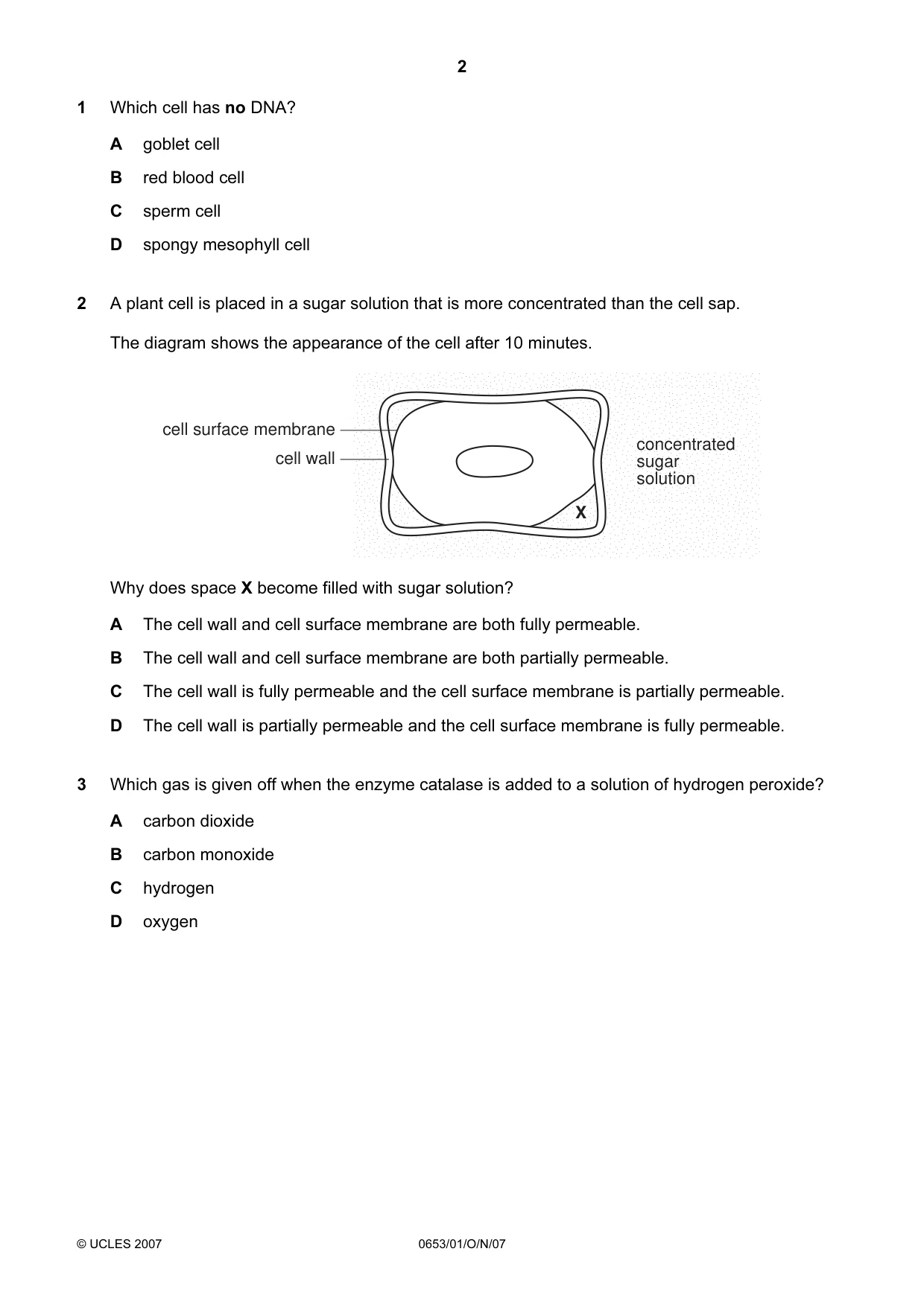 Cambridge IGCSE Science - Combined 0653 2007 Oct/Nov Paper 1 · Variant 1 question paper, page 2 of 16
