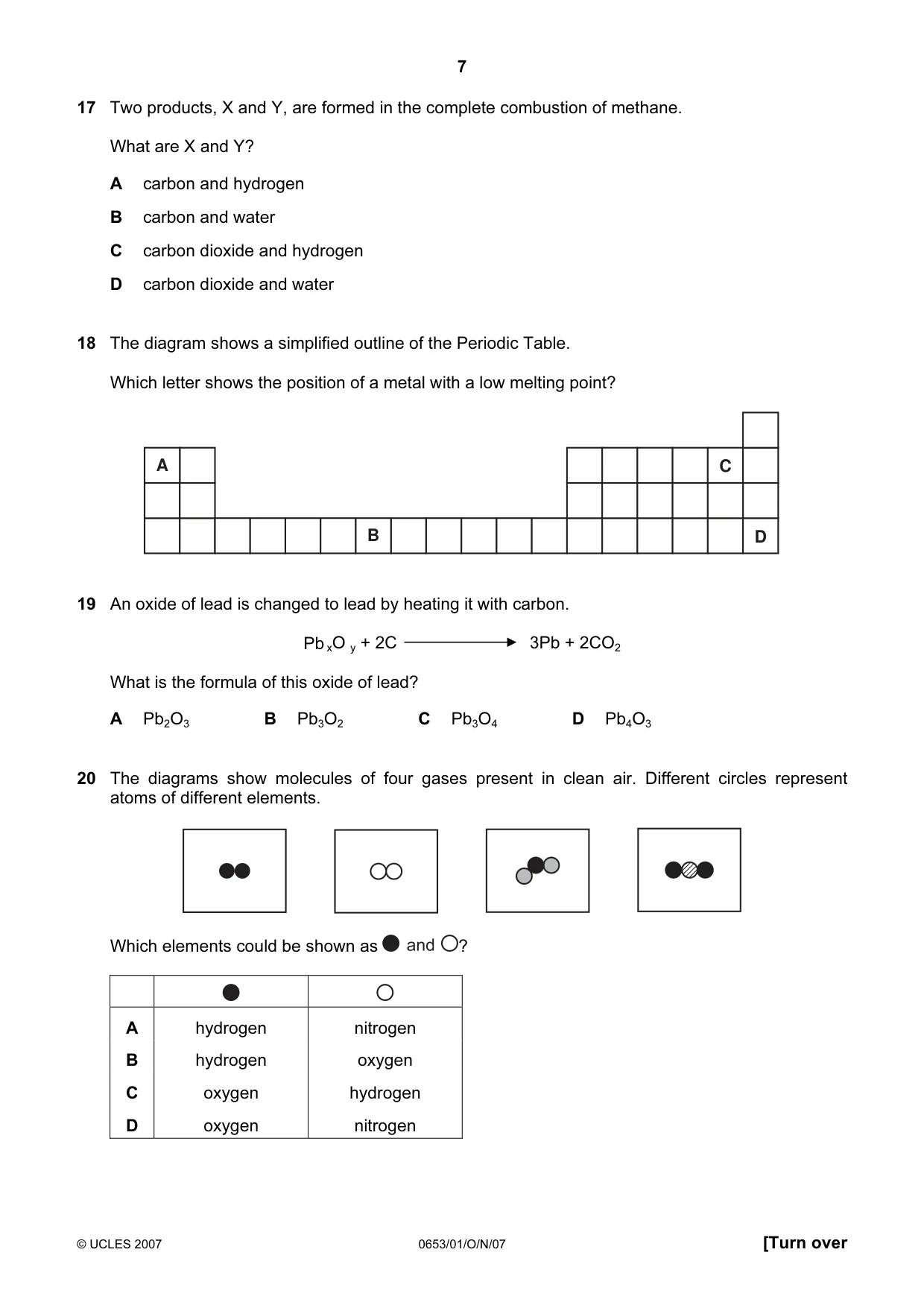 Cambridge IGCSE Science - Combined 0653 2007 Oct/Nov Paper 1 · Variant 1 question paper, page 7 of 16