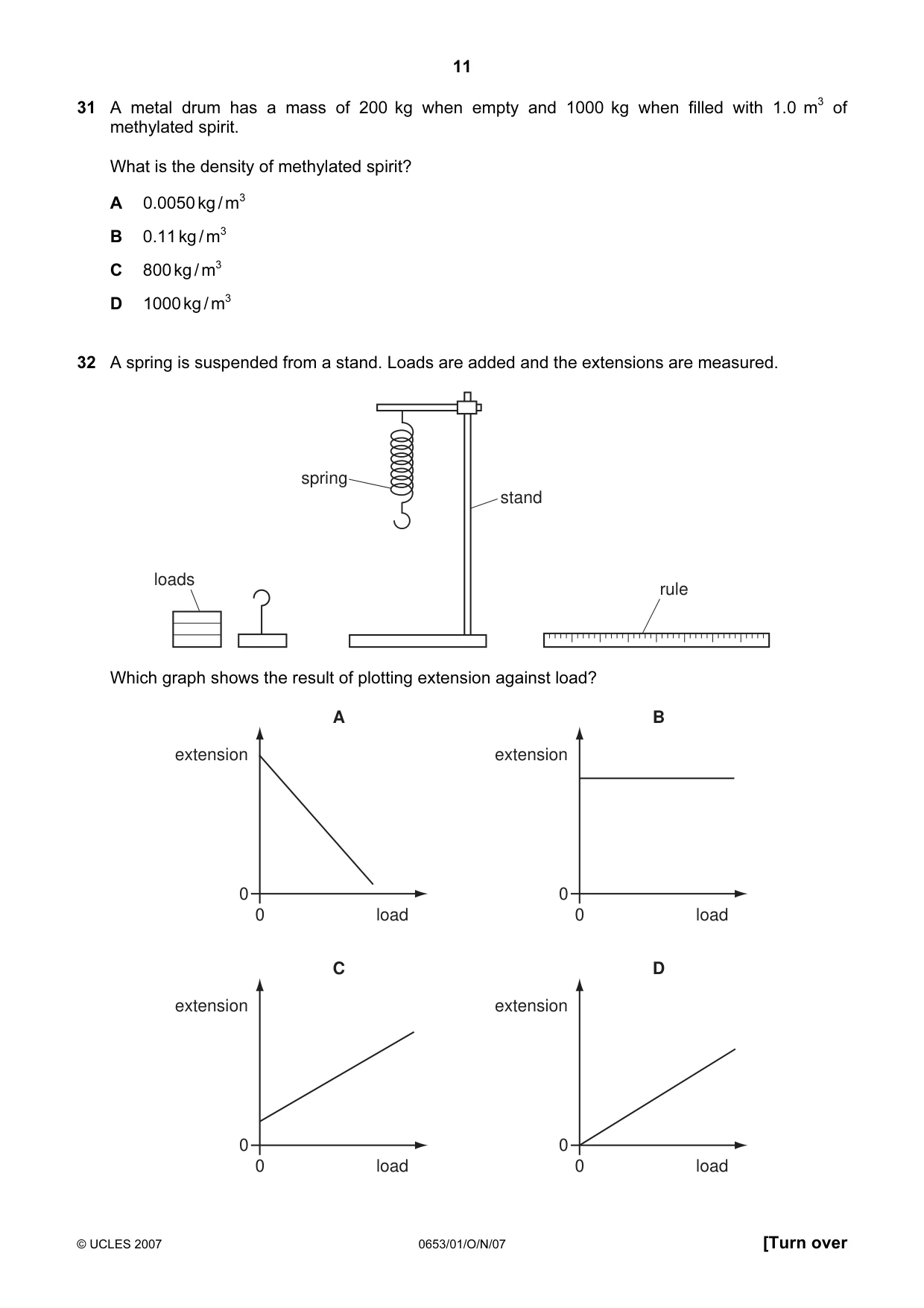 Cambridge IGCSE Science - Combined 0653 2007 Oct/Nov Paper 1 · Variant 1 question paper, page 11 of 16