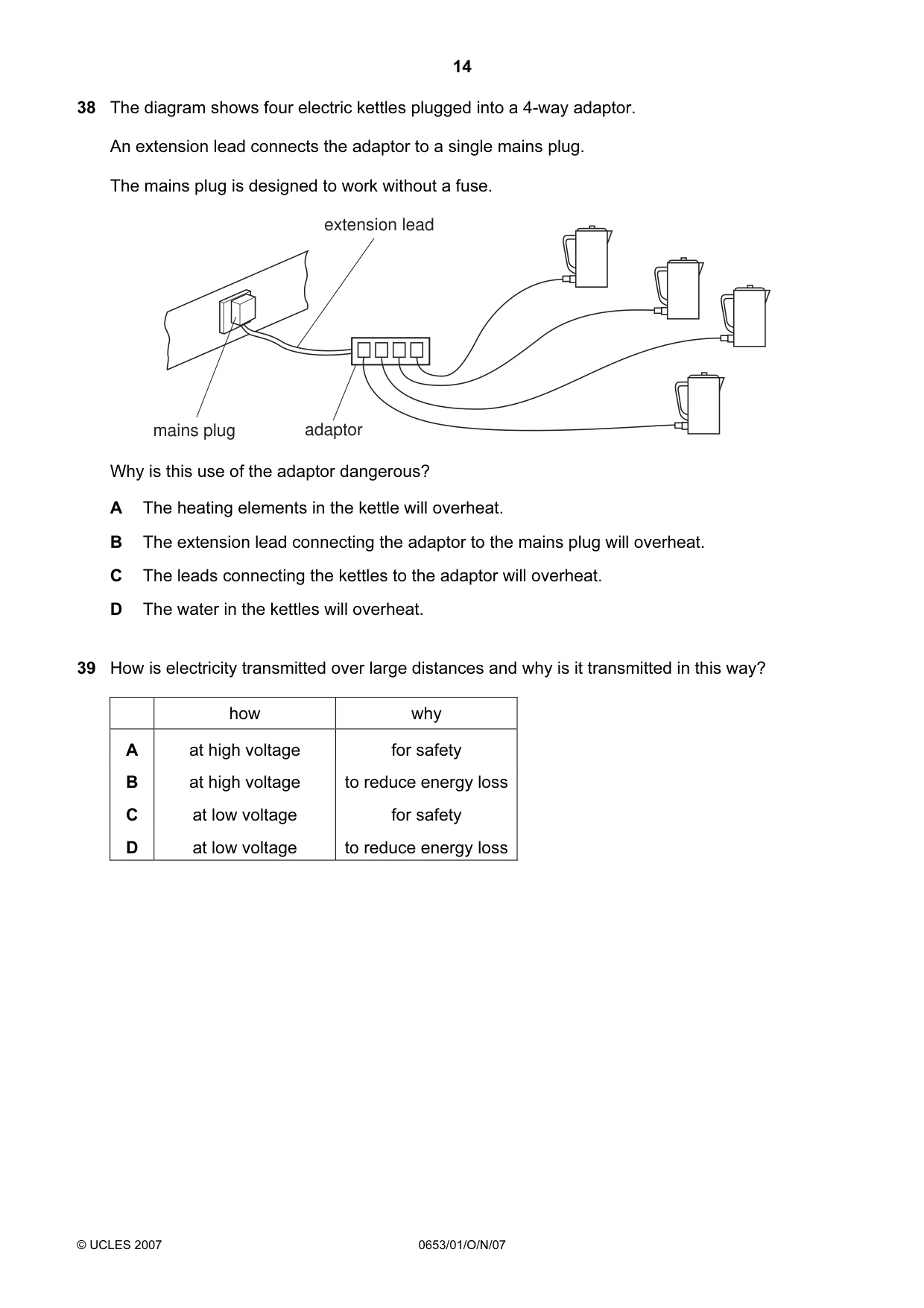 Cambridge IGCSE Science - Combined 0653 2007 Oct/Nov Paper 1 · Variant 1 question paper, page 14 of 16