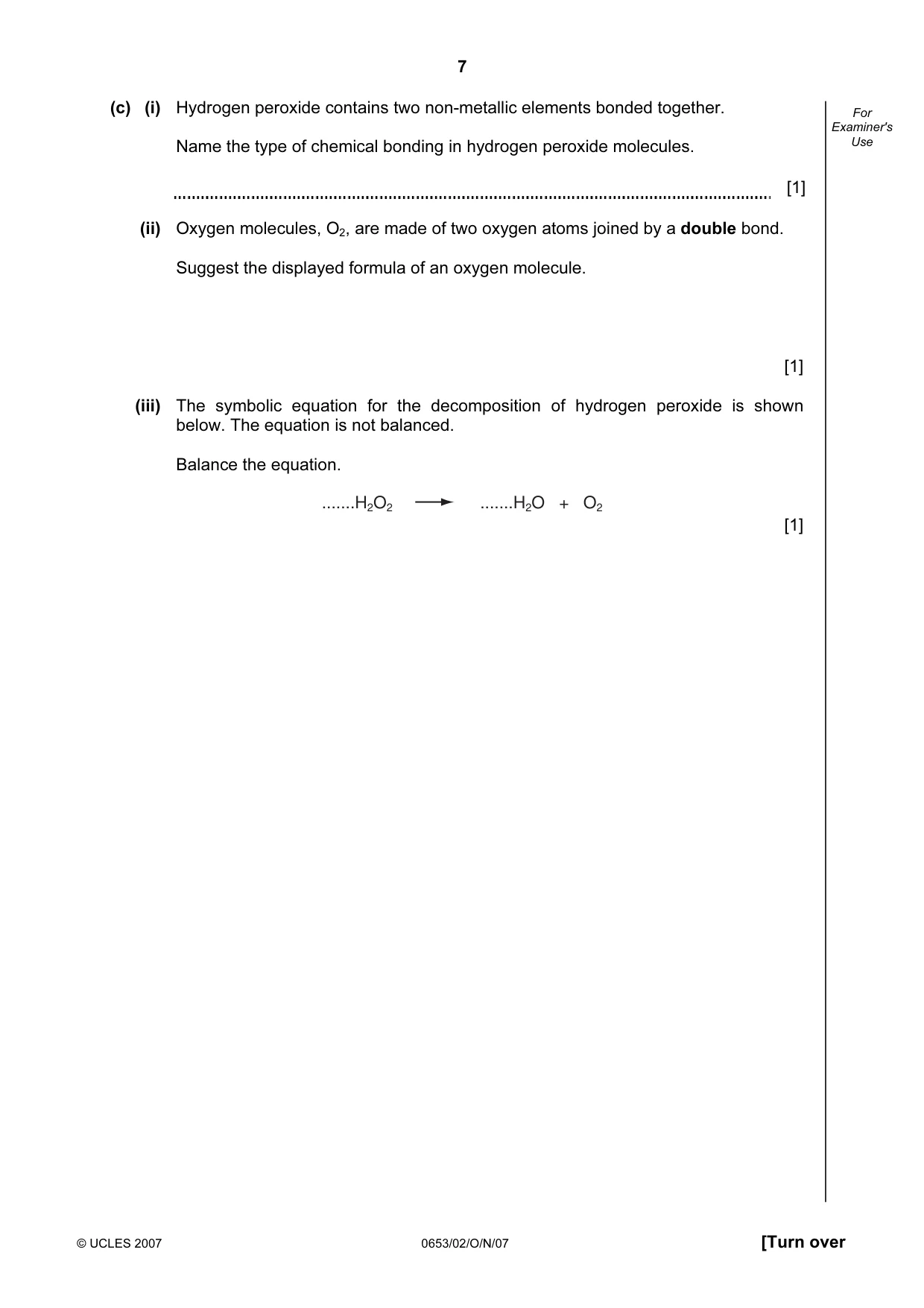 Cambridge IGCSE Science - Combined 0653 2007 Oct/Nov Paper 2 · Variant 1 question paper, page 7 of 20