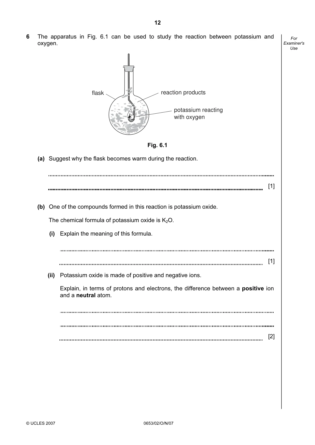 Cambridge IGCSE Science - Combined 0653 2007 Oct/Nov Paper 2 · Variant 1 question paper, page 12 of 20