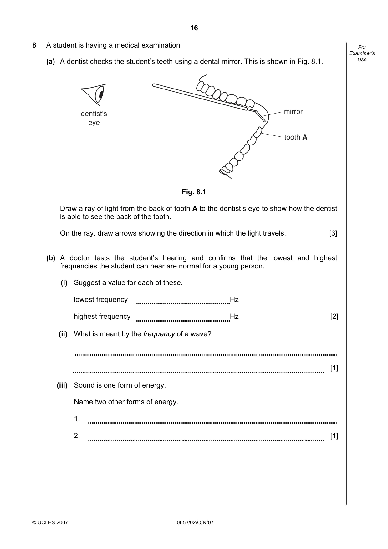 Cambridge IGCSE Science - Combined 0653 2007 Oct/Nov Paper 2 · Variant 1 question paper, page 16 of 20