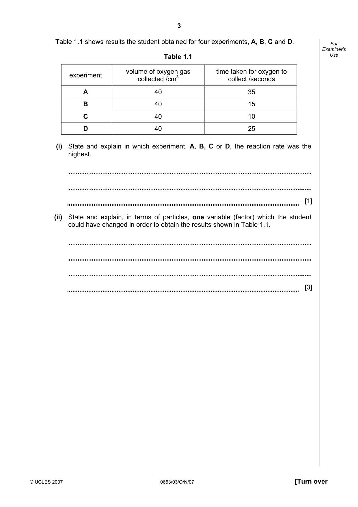 Cambridge IGCSE Science - Combined 0653 2007 Oct/Nov Paper 3 · Variant 1 question paper, page 3 of 24