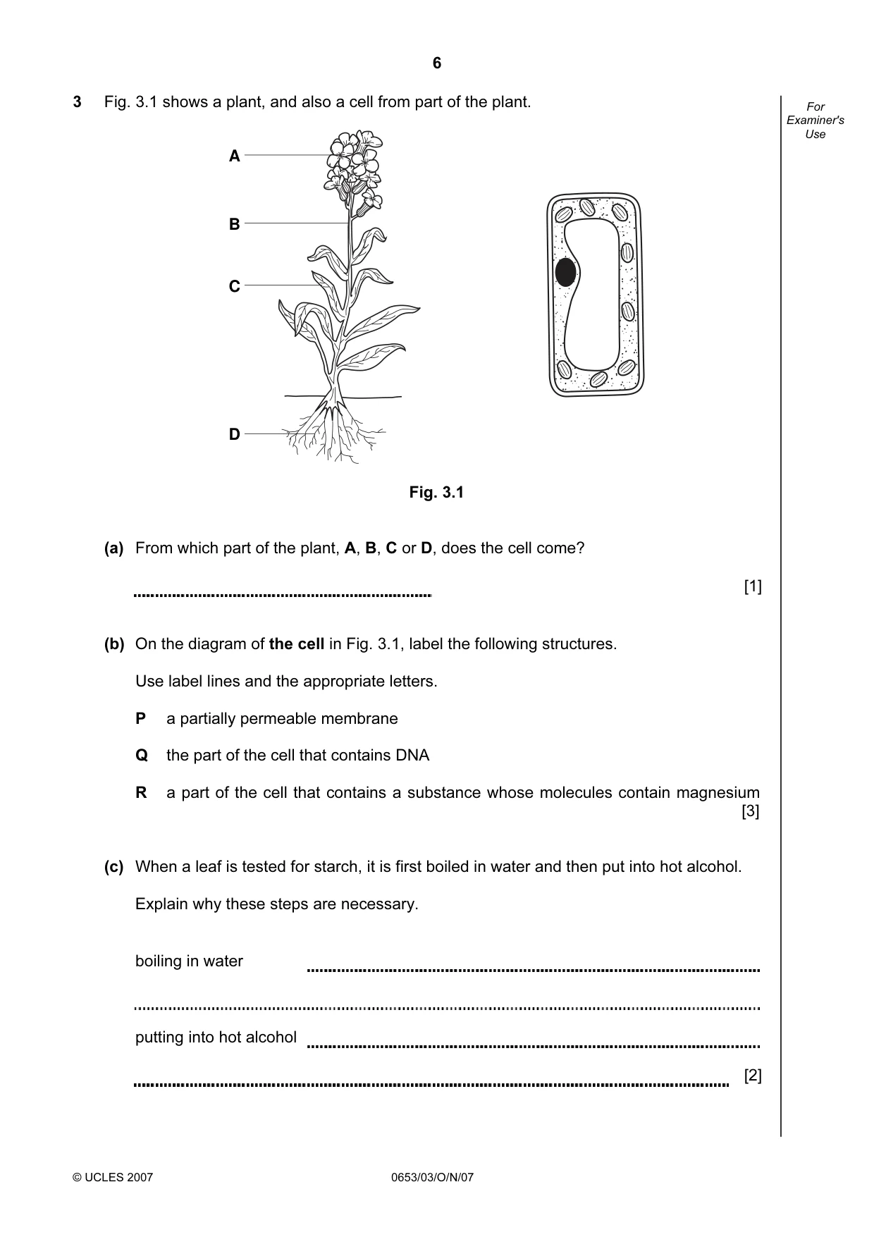 Cambridge IGCSE Science - Combined 0653 2007 Oct/Nov Paper 3 · Variant 1 question paper, page 6 of 24