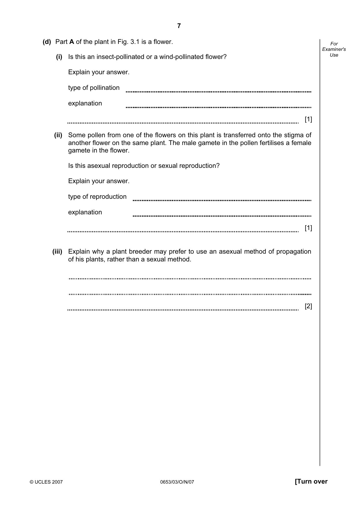Cambridge IGCSE Science - Combined 0653 2007 Oct/Nov Paper 3 · Variant 1 question paper, page 7 of 24