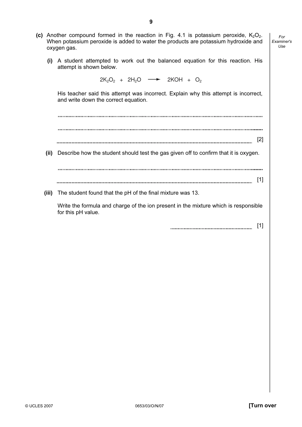 Cambridge IGCSE Science - Combined 0653 2007 Oct/Nov Paper 3 · Variant 1 question paper, page 9 of 24