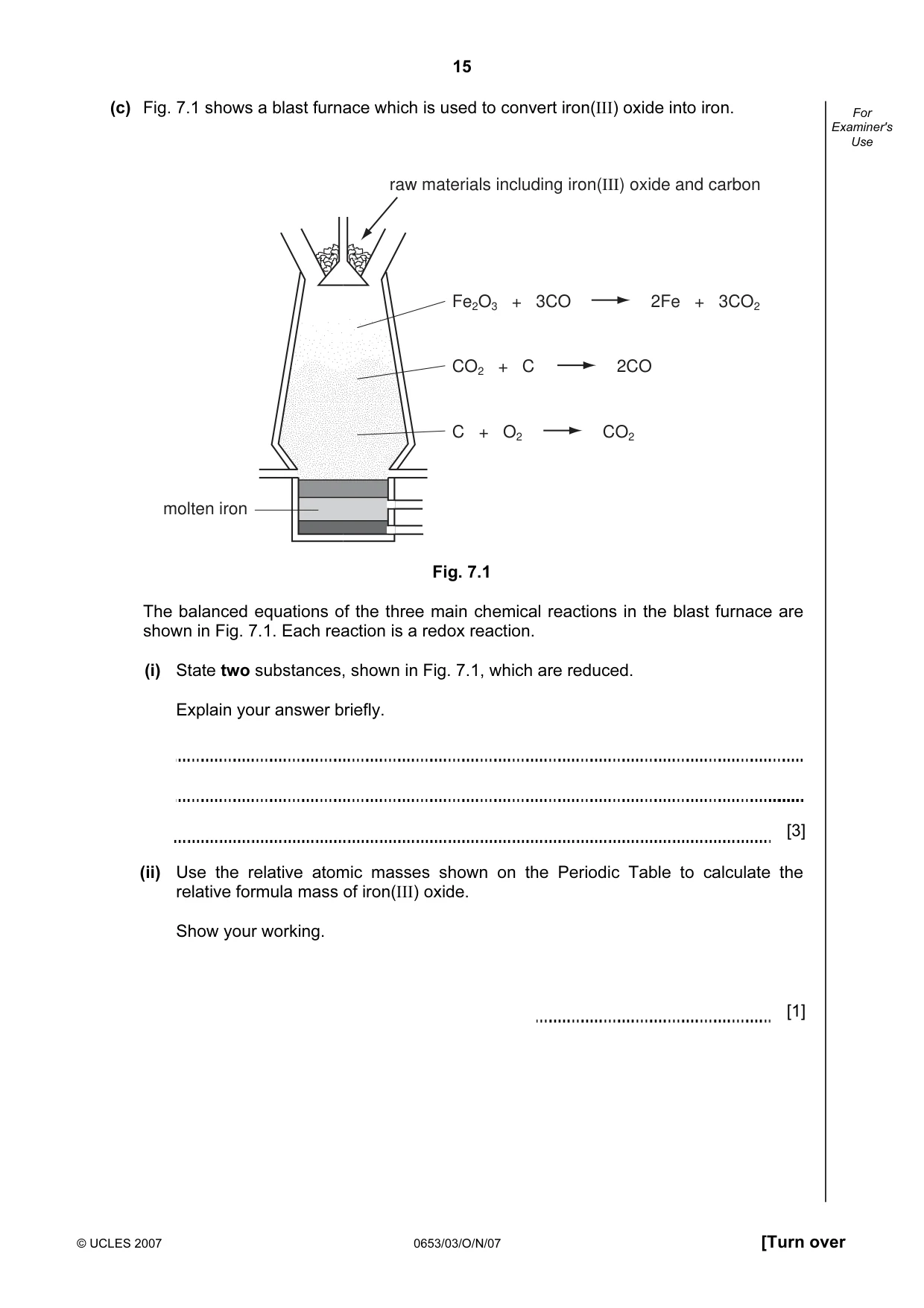 Cambridge IGCSE Science - Combined 0653 2007 Oct/Nov Paper 3 · Variant 1 question paper, page 15 of 24