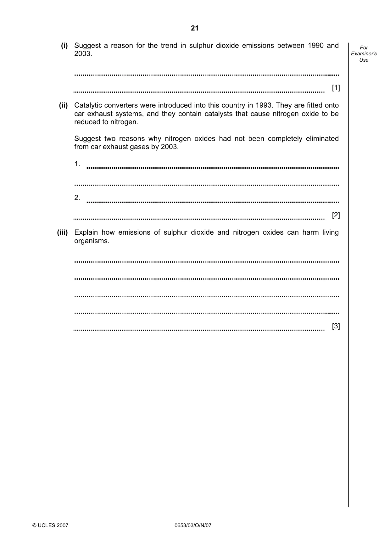Cambridge IGCSE Science - Combined 0653 2007 Oct/Nov Paper 3 · Variant 1 question paper, page 21 of 24
