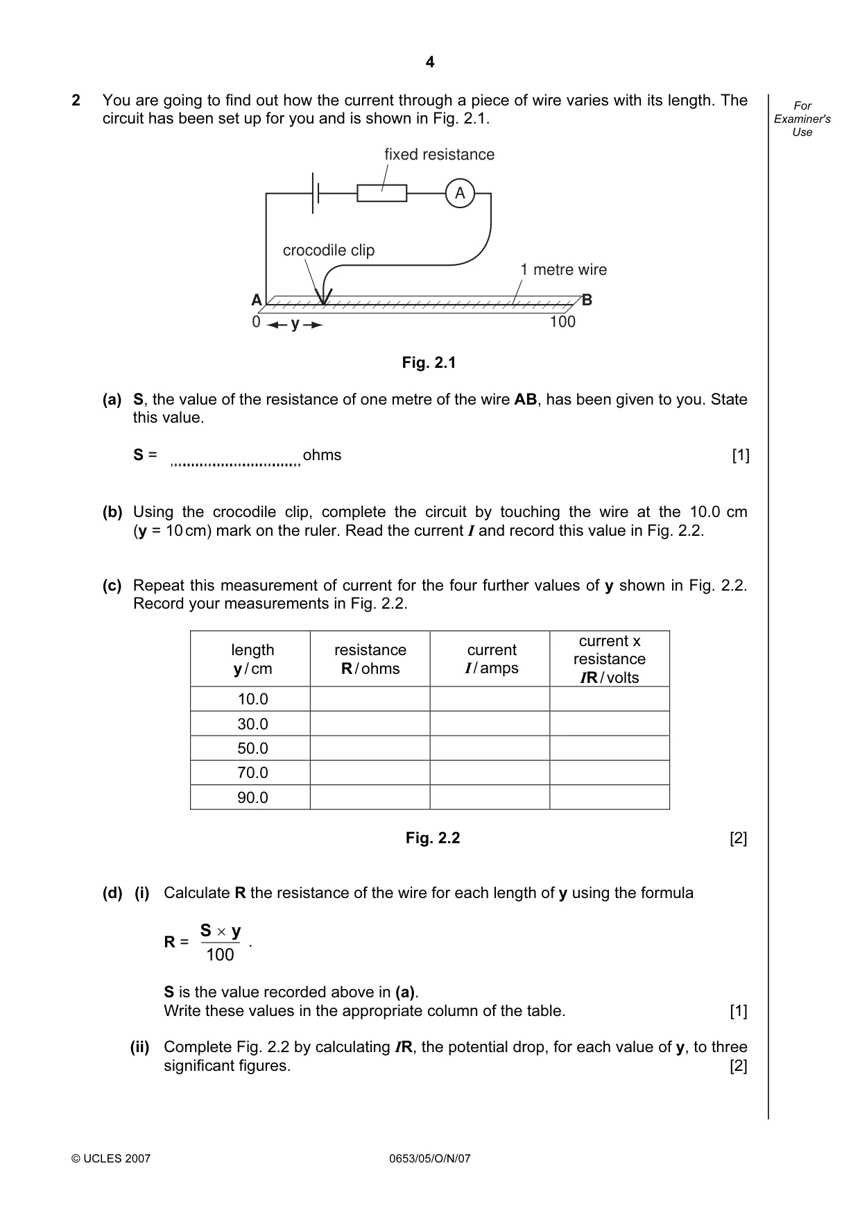 Cambridge IGCSE Science - Combined 0653 2007 Oct/Nov Paper 5 · Variant 1 question paper, page 4 of 8