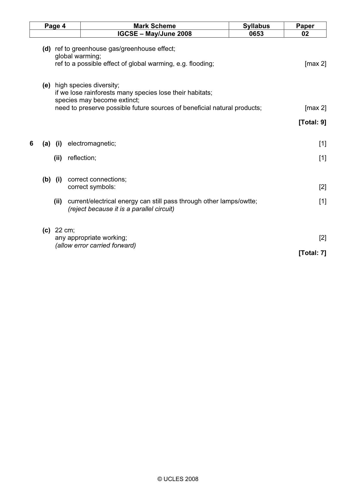 Mark scheme, page 4 of 7