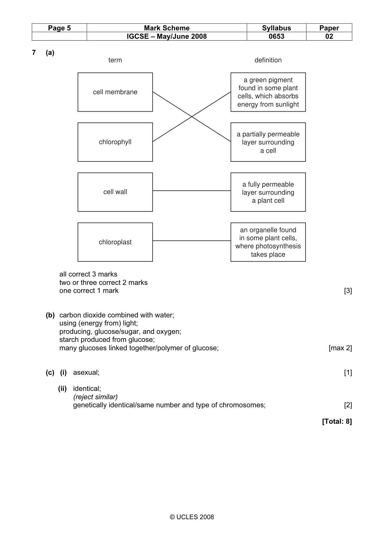 Mark scheme, page 5 of 7