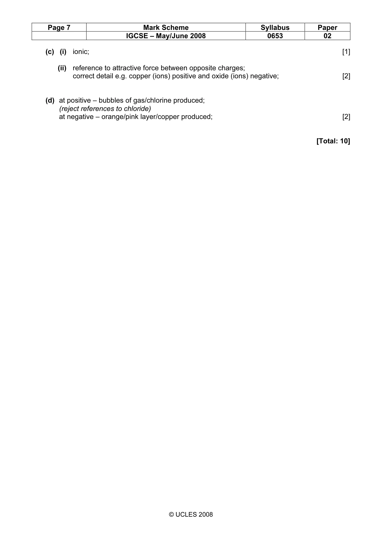 Mark scheme, page 7 of 7