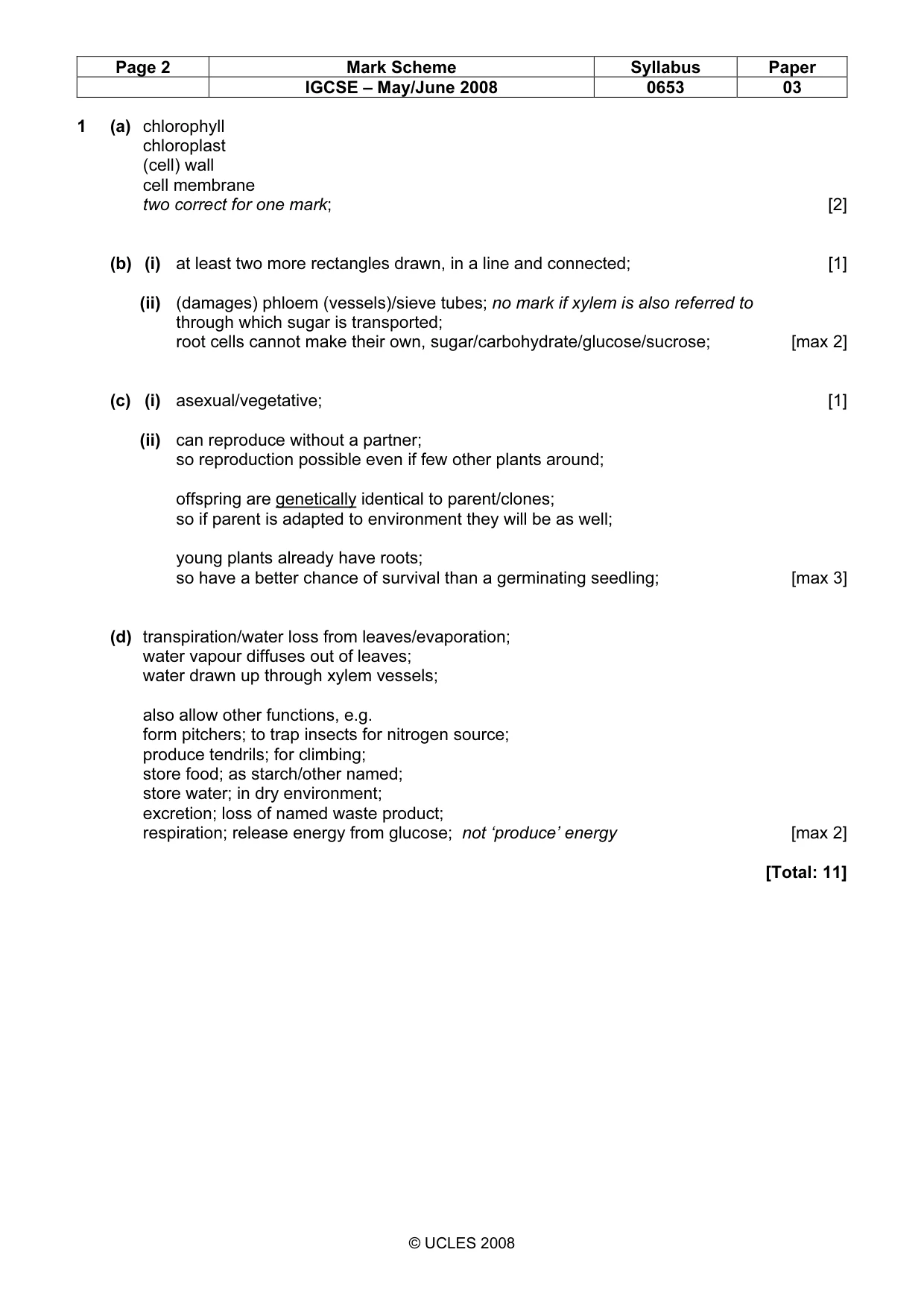 Mark scheme, page 2 of 6