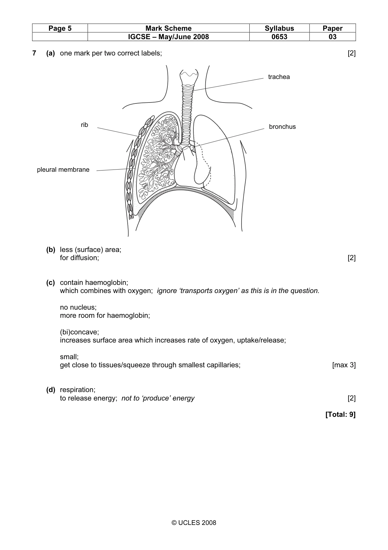Mark scheme, page 5 of 6