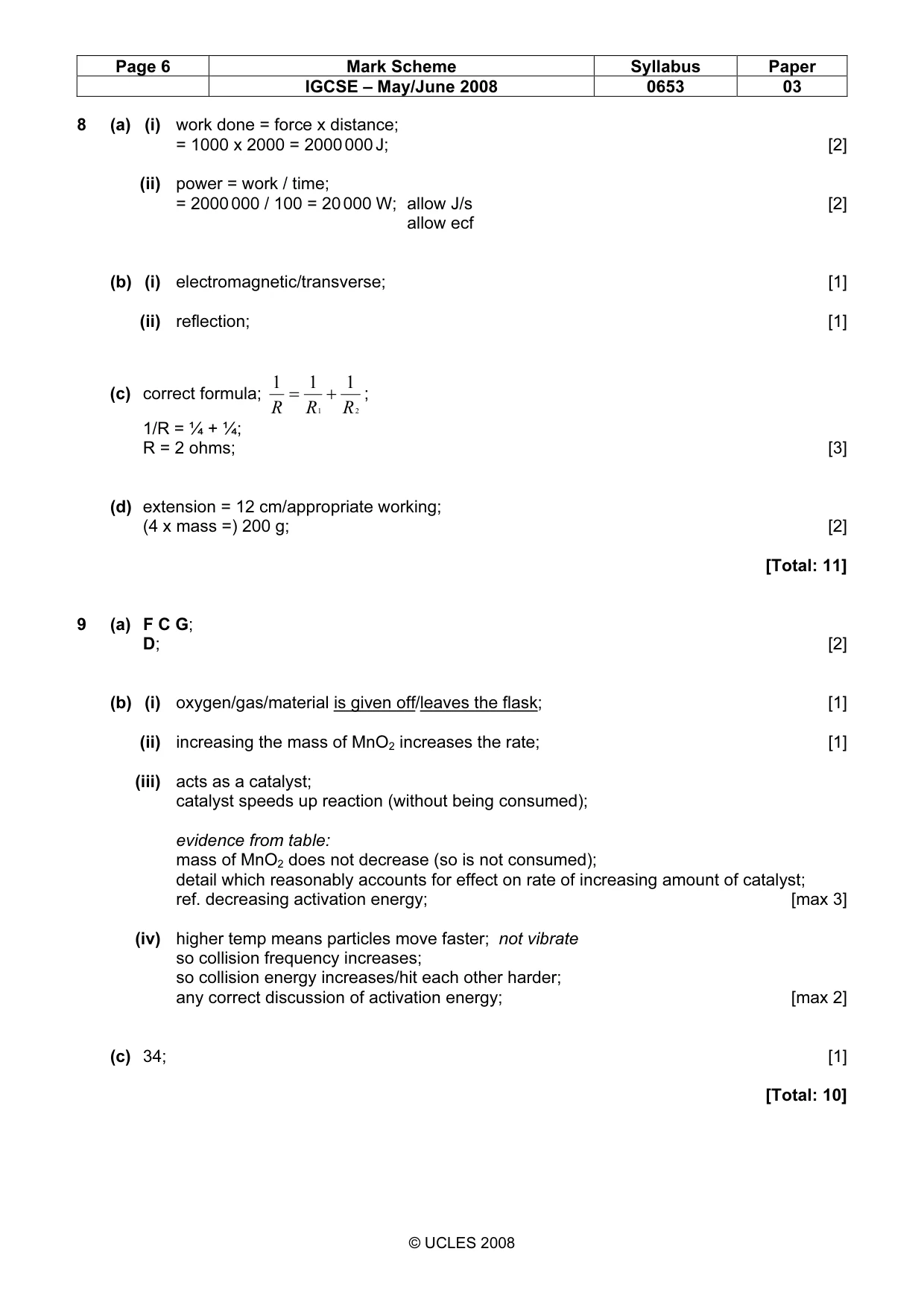Mark scheme, page 6 of 6