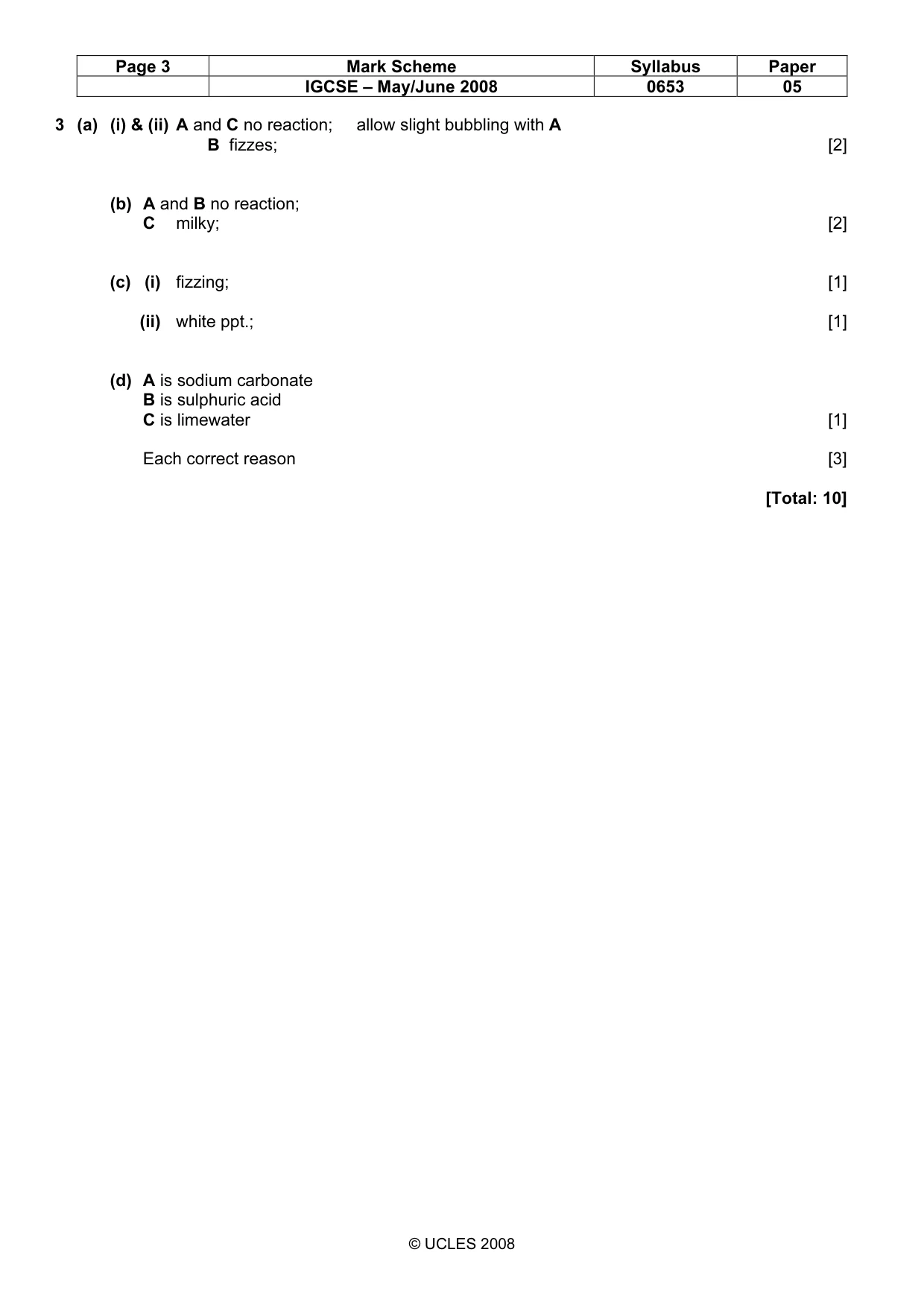 Mark scheme, page 3 of 3